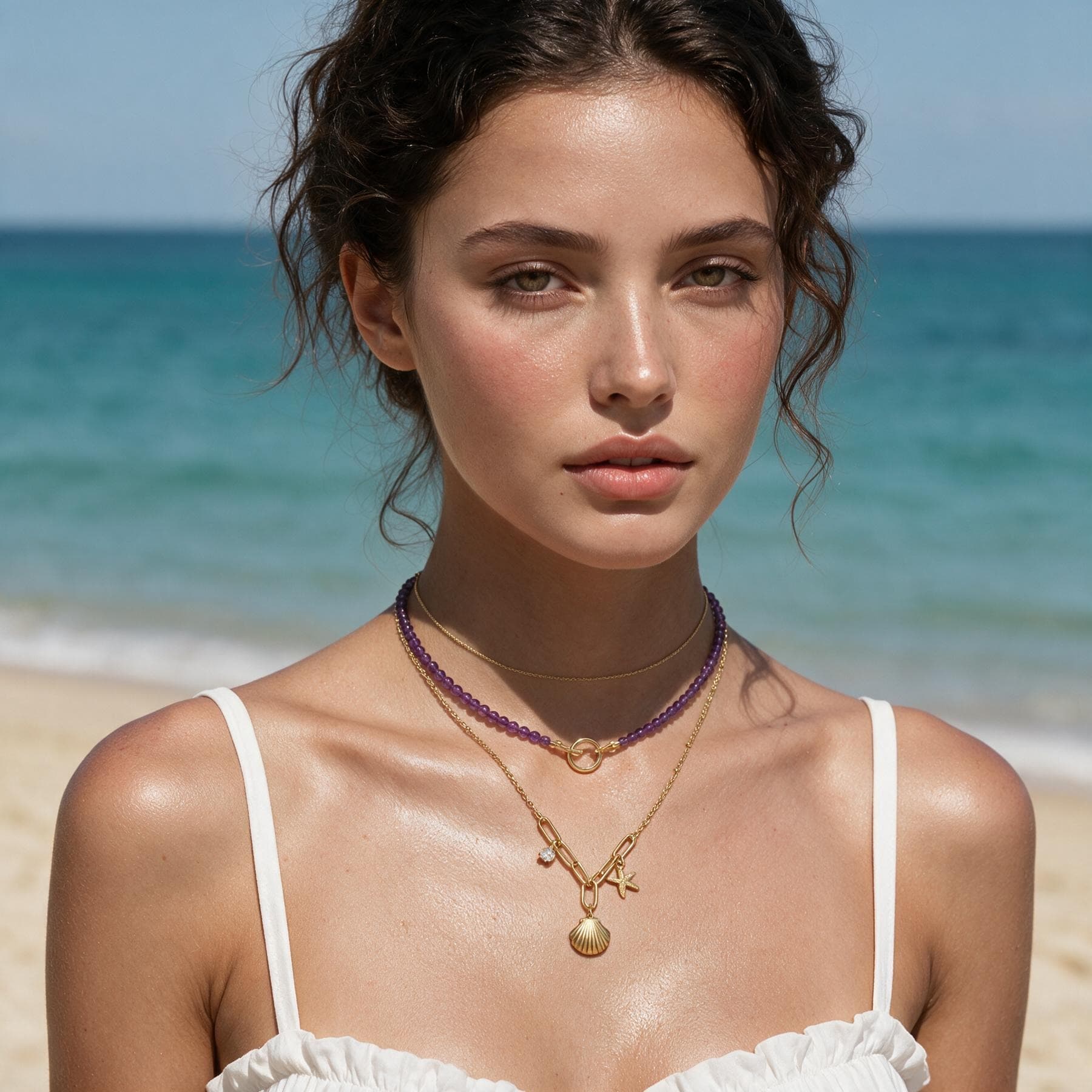 Gold Shell Starfish Charm Necklace — view 3 of 4