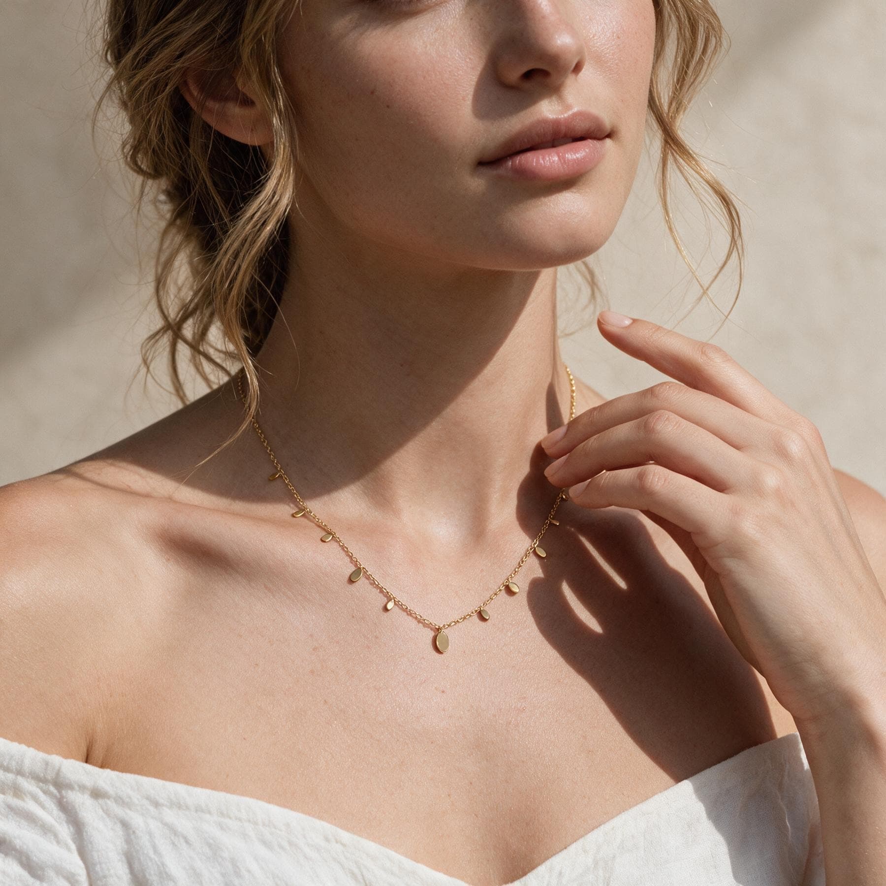 Gold Plated Disc Charm Necklace — view 2 of 4