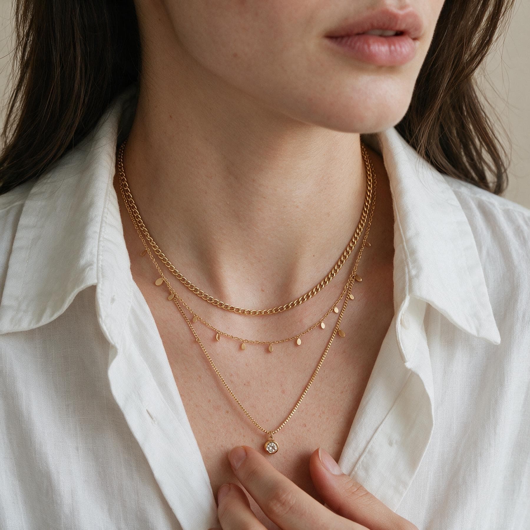 Gold Plated Disc Charm Necklace — view 3 of 4