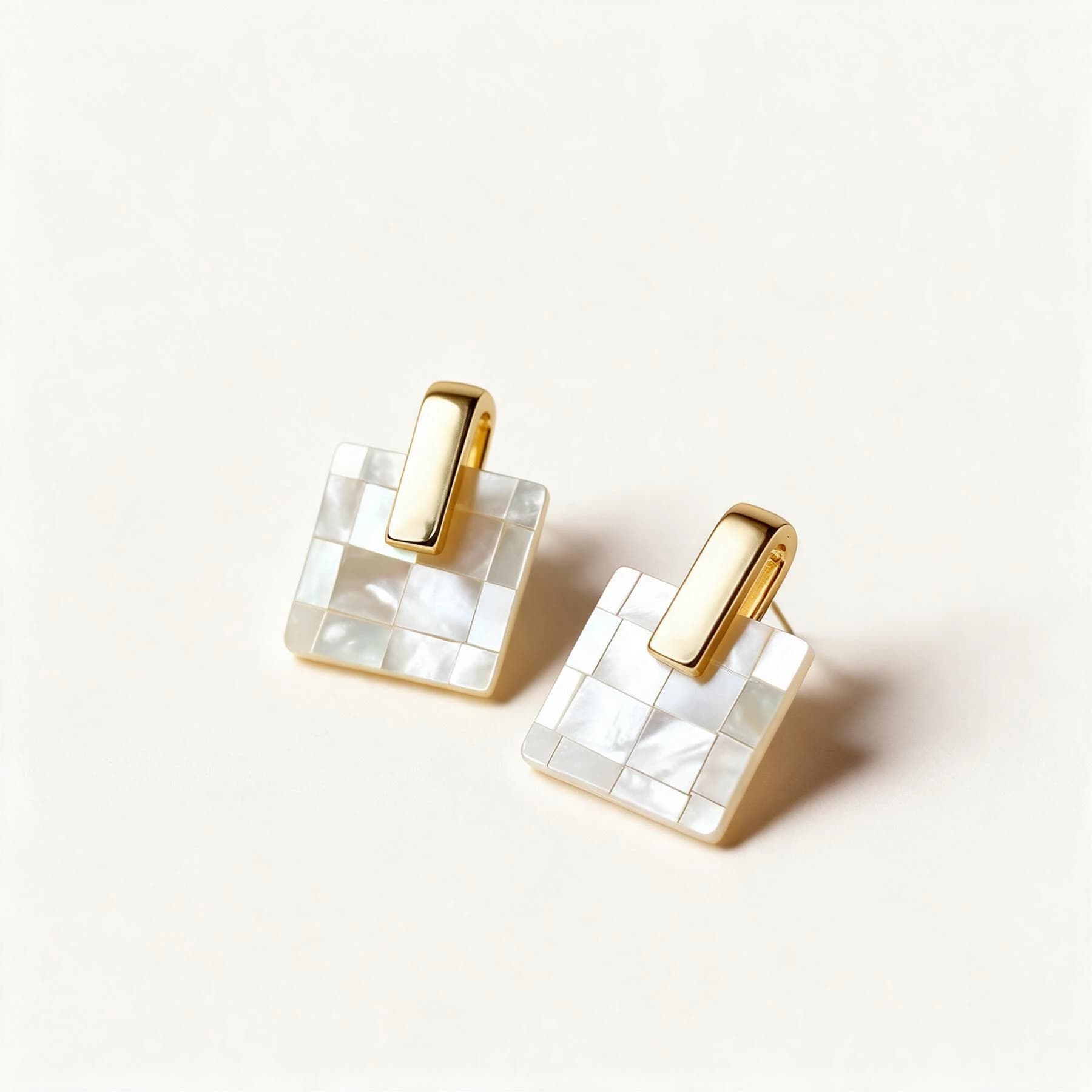Shell Mosaic Gold Stud Earrings — view 1 of 4