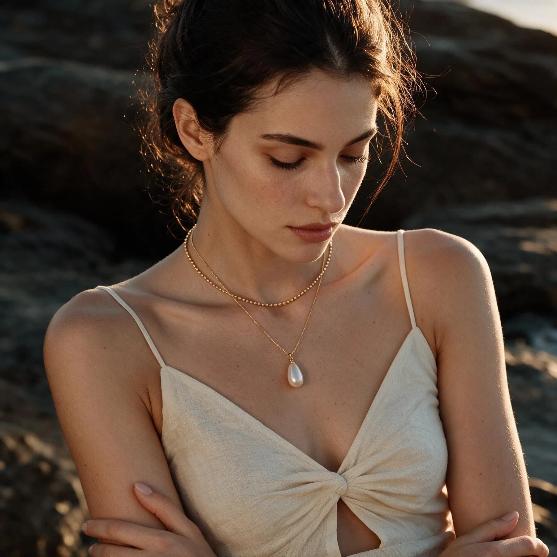 Layered Pearl Drop Necklace — view 2 of 5