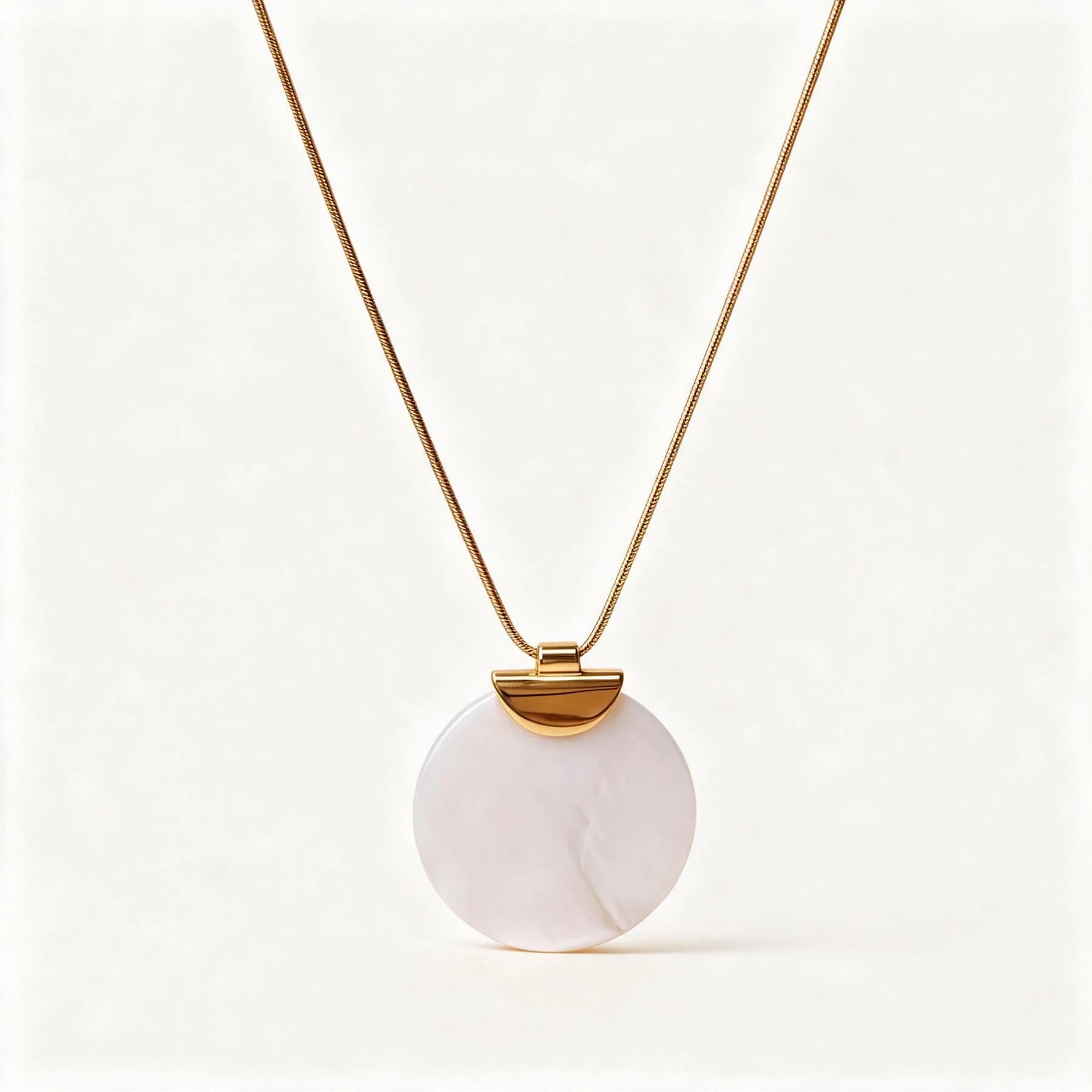 Gold Plated Mother Of Pearl Shell Pendant Necklace — view 1 of 4