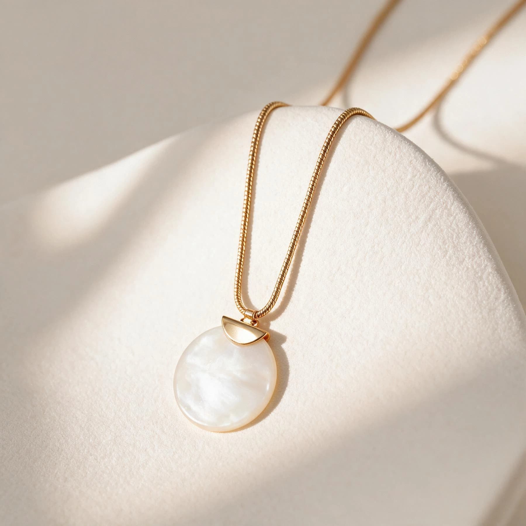 Gold Plated Mother Of Pearl Shell Pendant Necklace — view 2 of 4