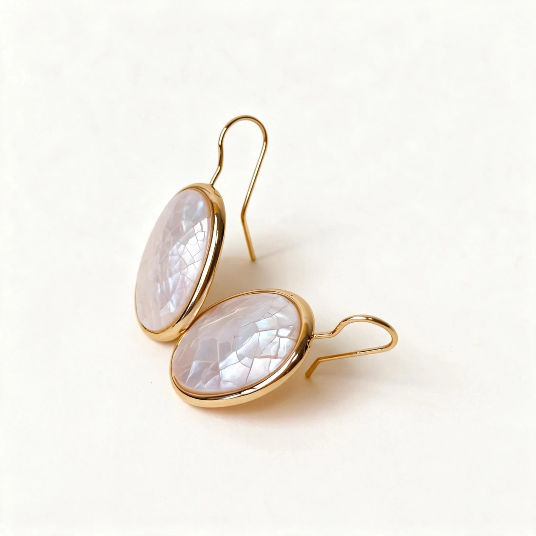Mother of Pearl Oval Drop Earrings — view 1 of 4