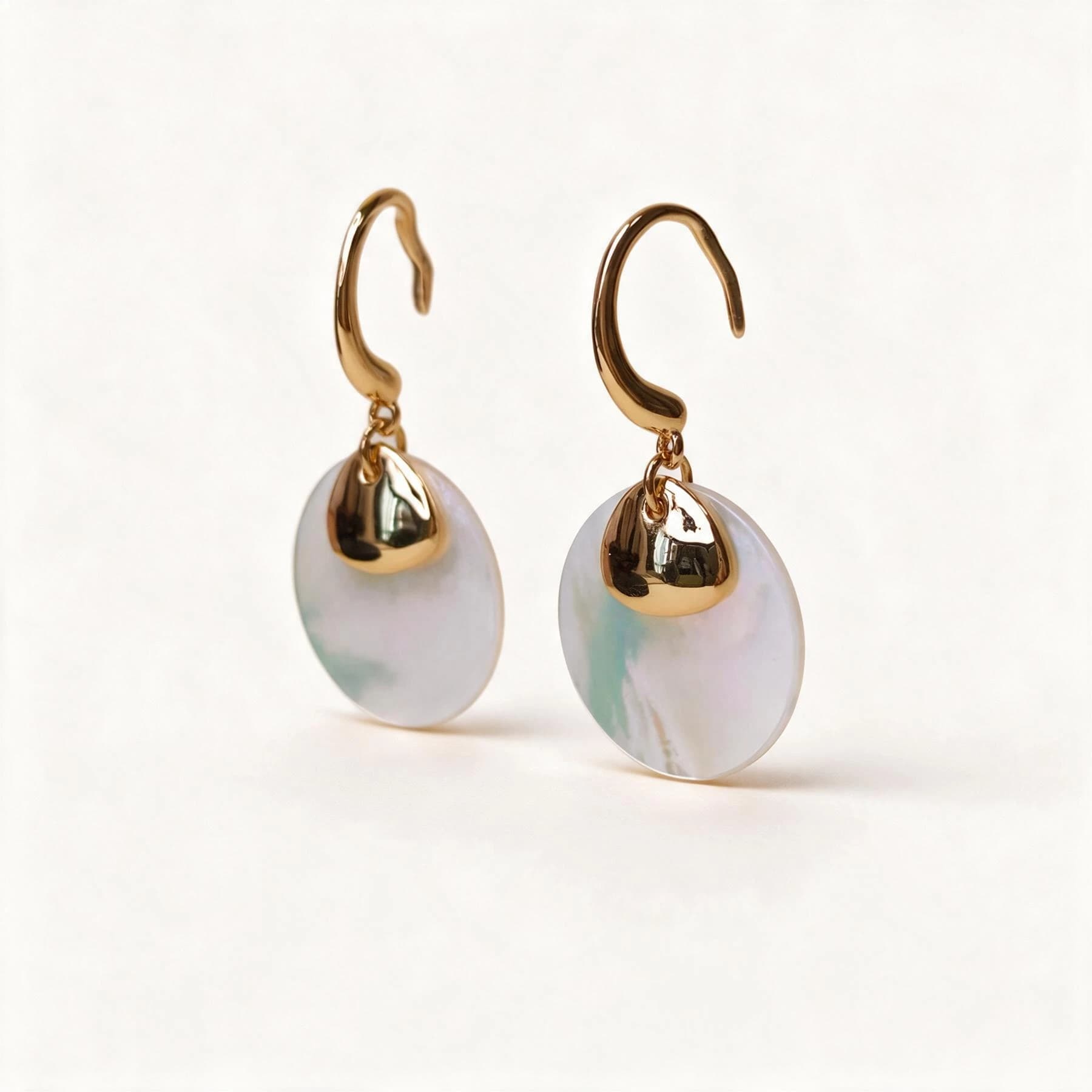 Mother of Pearl Gold Drop Earrings — view 1 of 4