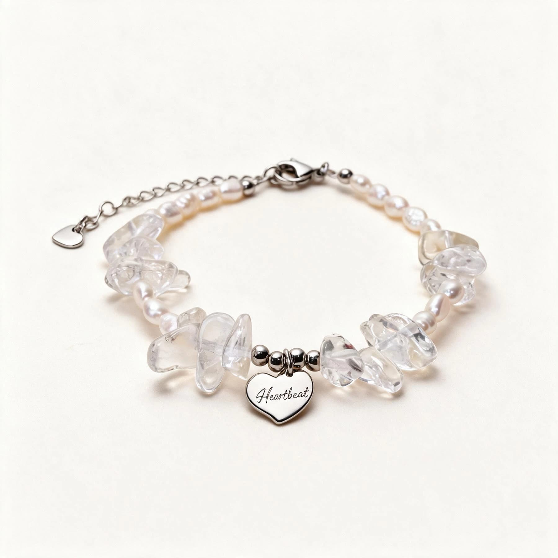 Freshwater Pearl Clear Quartz Heart Bracelet — view 1 of 4