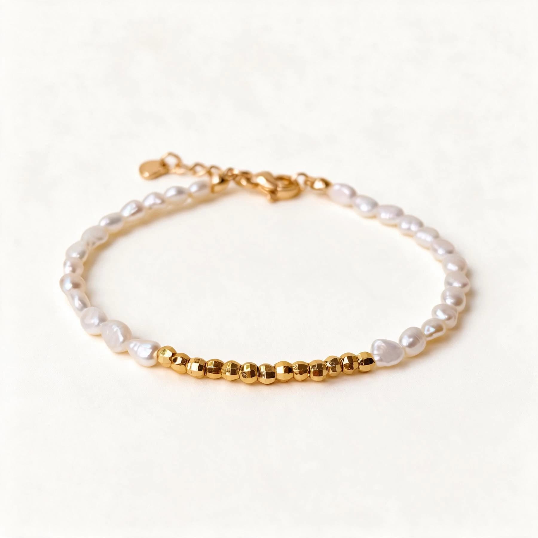 Freshwater Pearl Gold Bead Bracelet — view 1 of 4