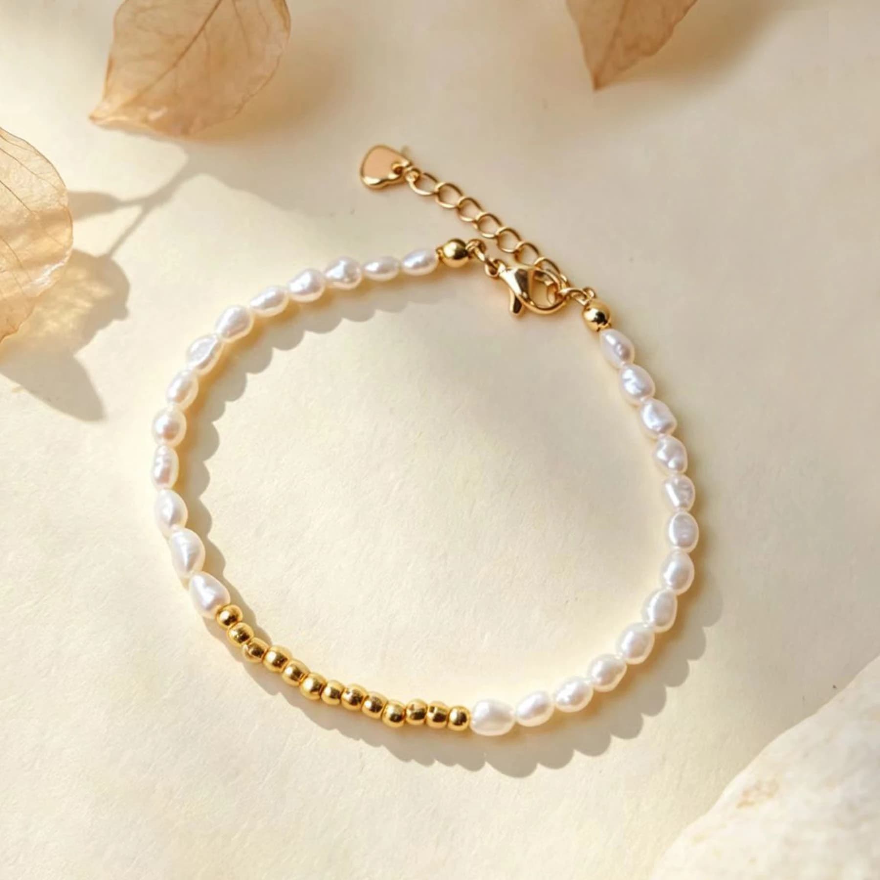 Freshwater Pearl Gold Bead Bracelet — view 4 of 4