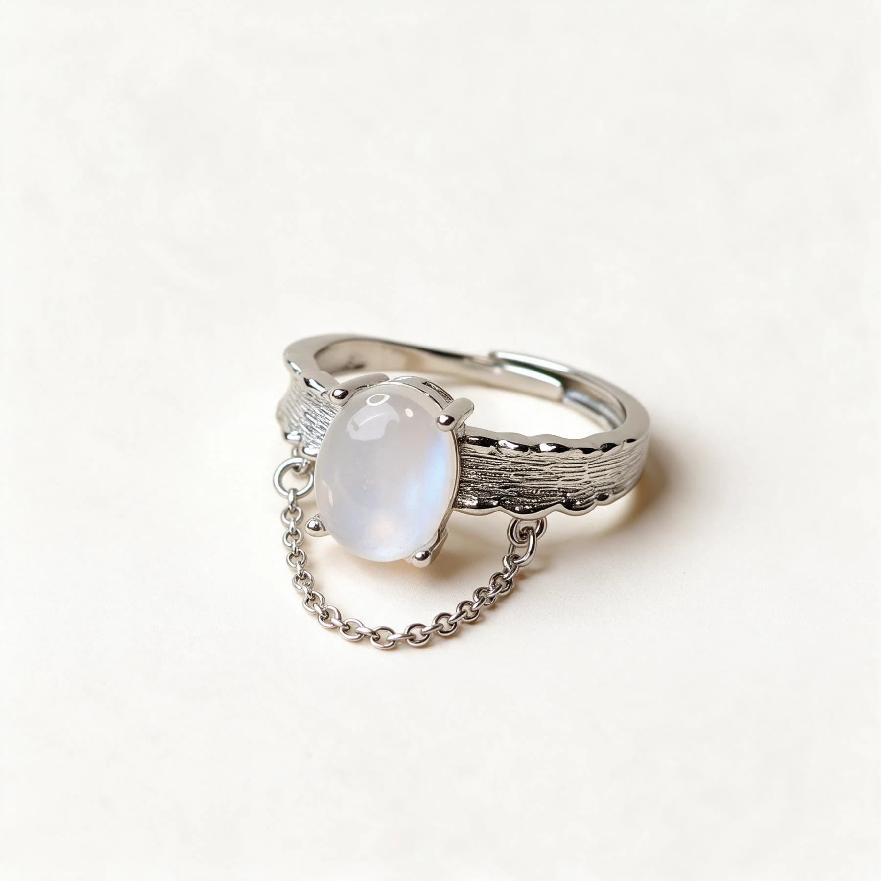 White Moonstone Chain Drape Ring — view 1 of 4
