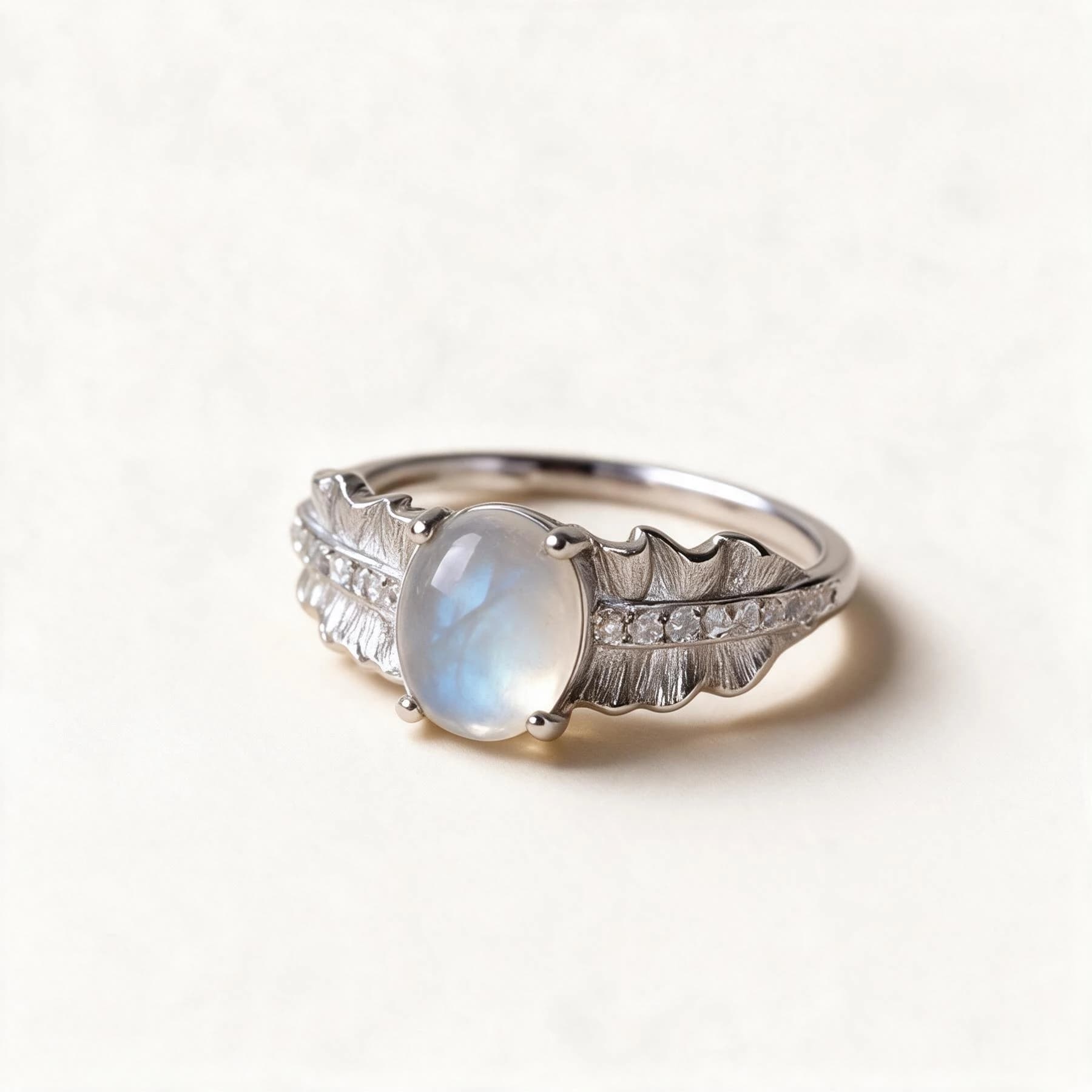 Grey Moonstone Leaf Ring — view 1 of 4