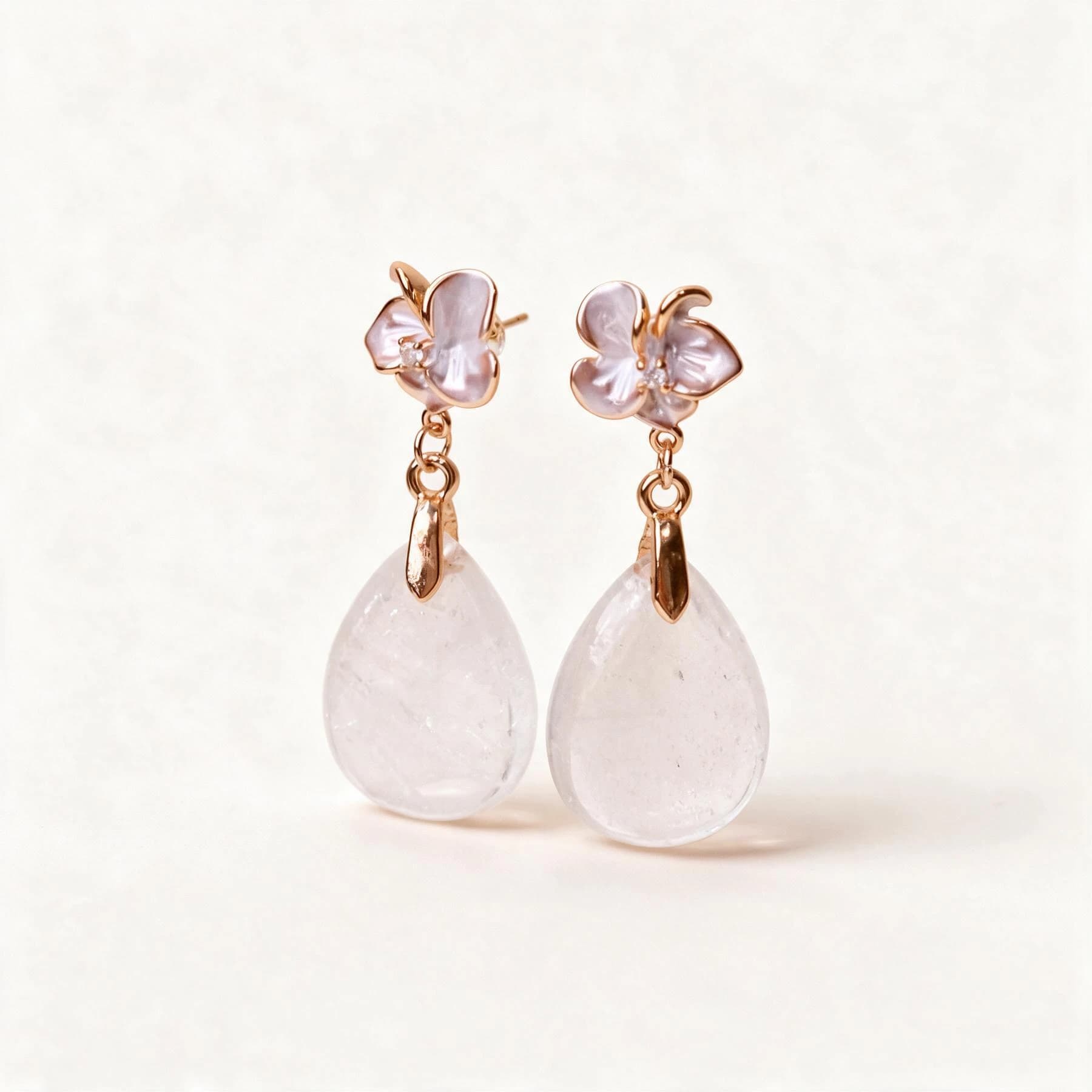 Clear Quartz Teardrop Earrings — view 1 of 4