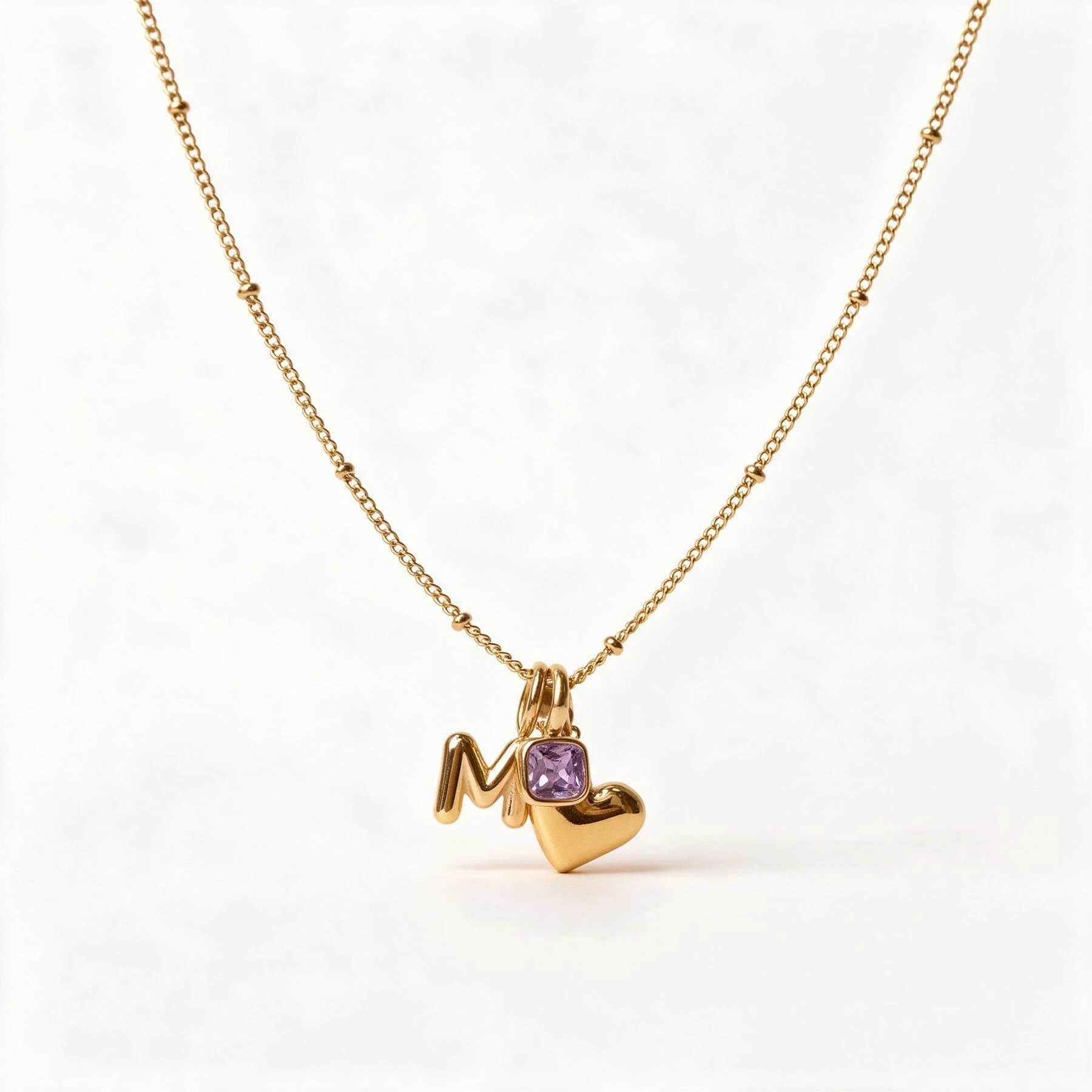 Amethyst Initial M Heart Necklace — view 1 of 4