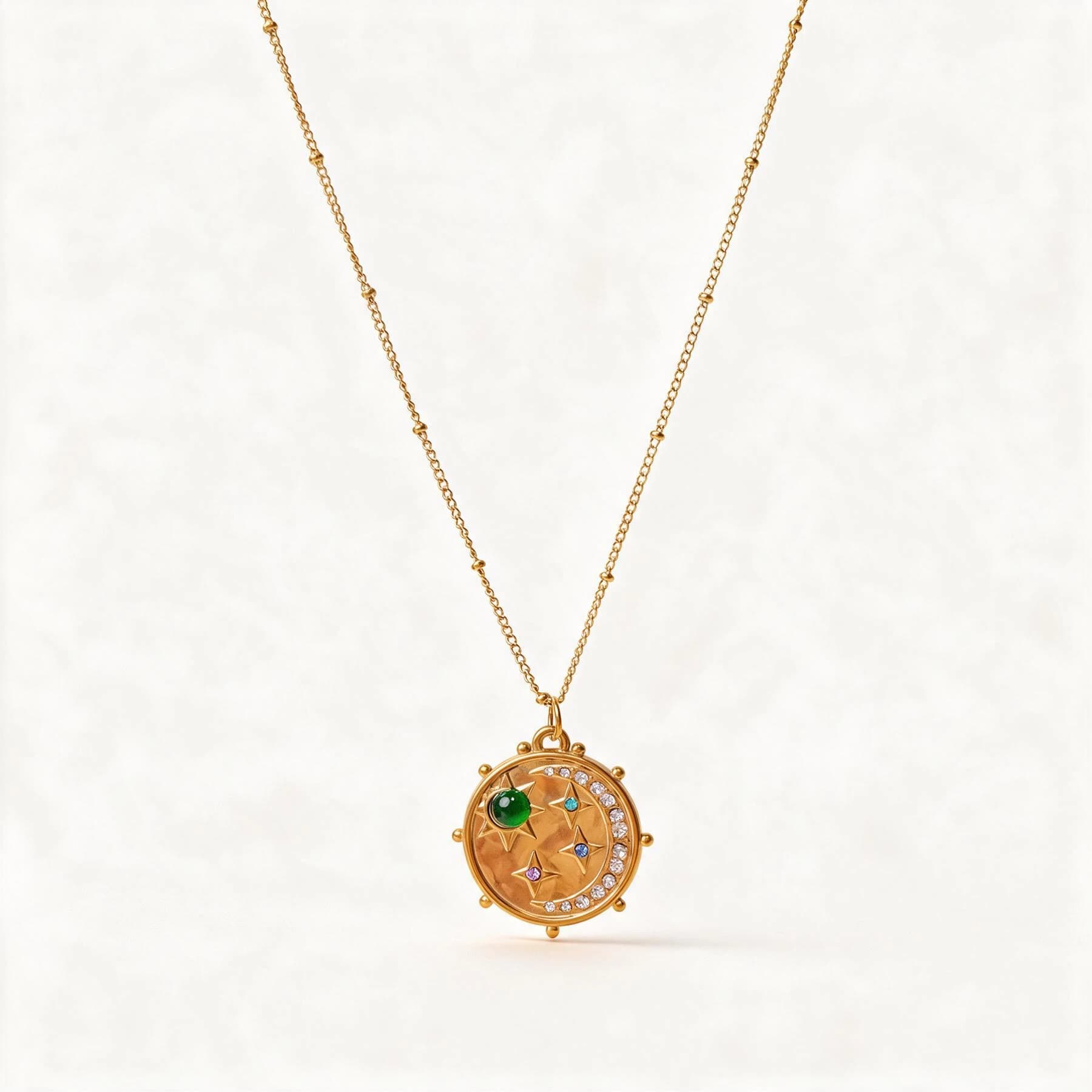 Gold Star And Moon Pendant Necklace — view 1 of 4