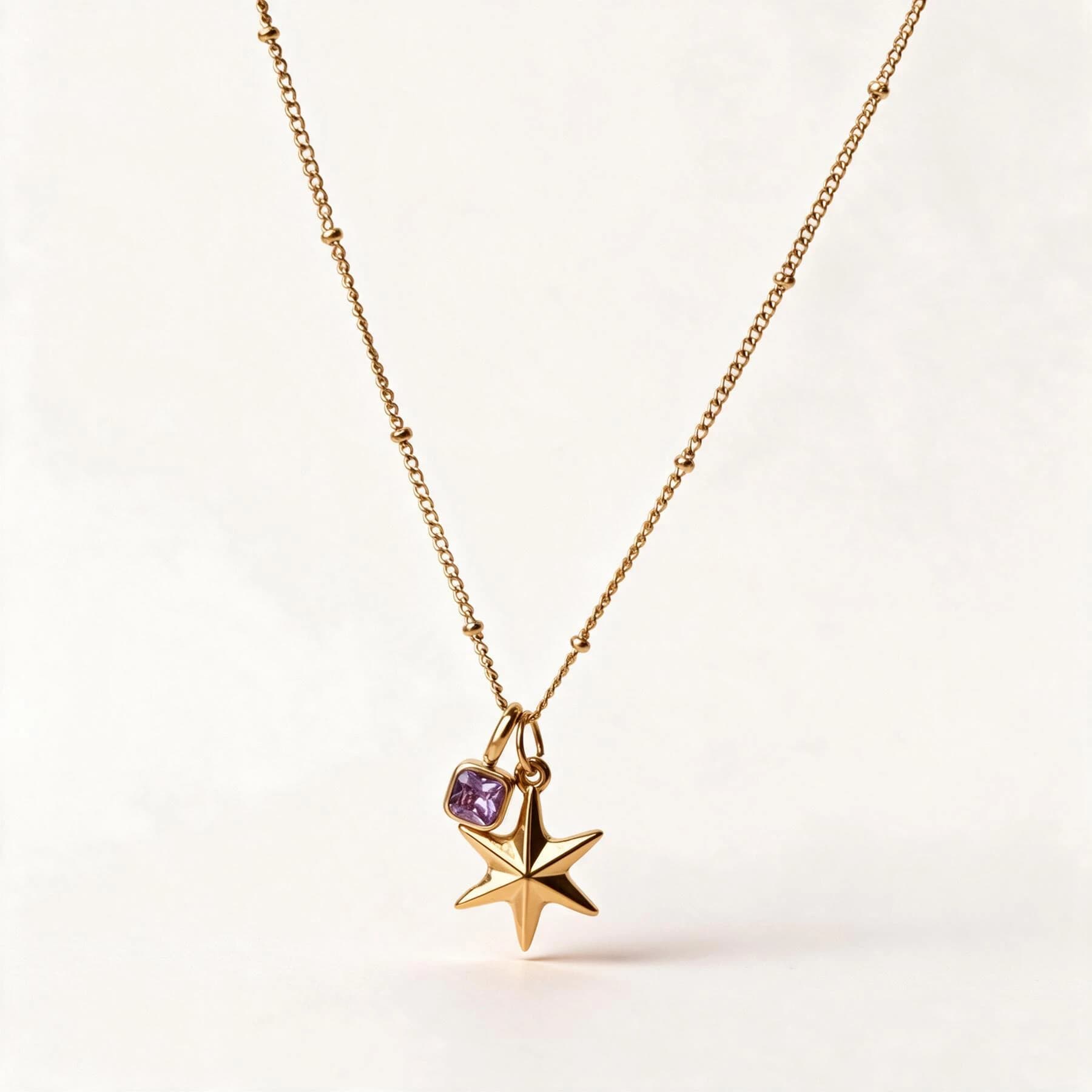 Gold Star Birthstone Charm Necklace — view 1 of 4