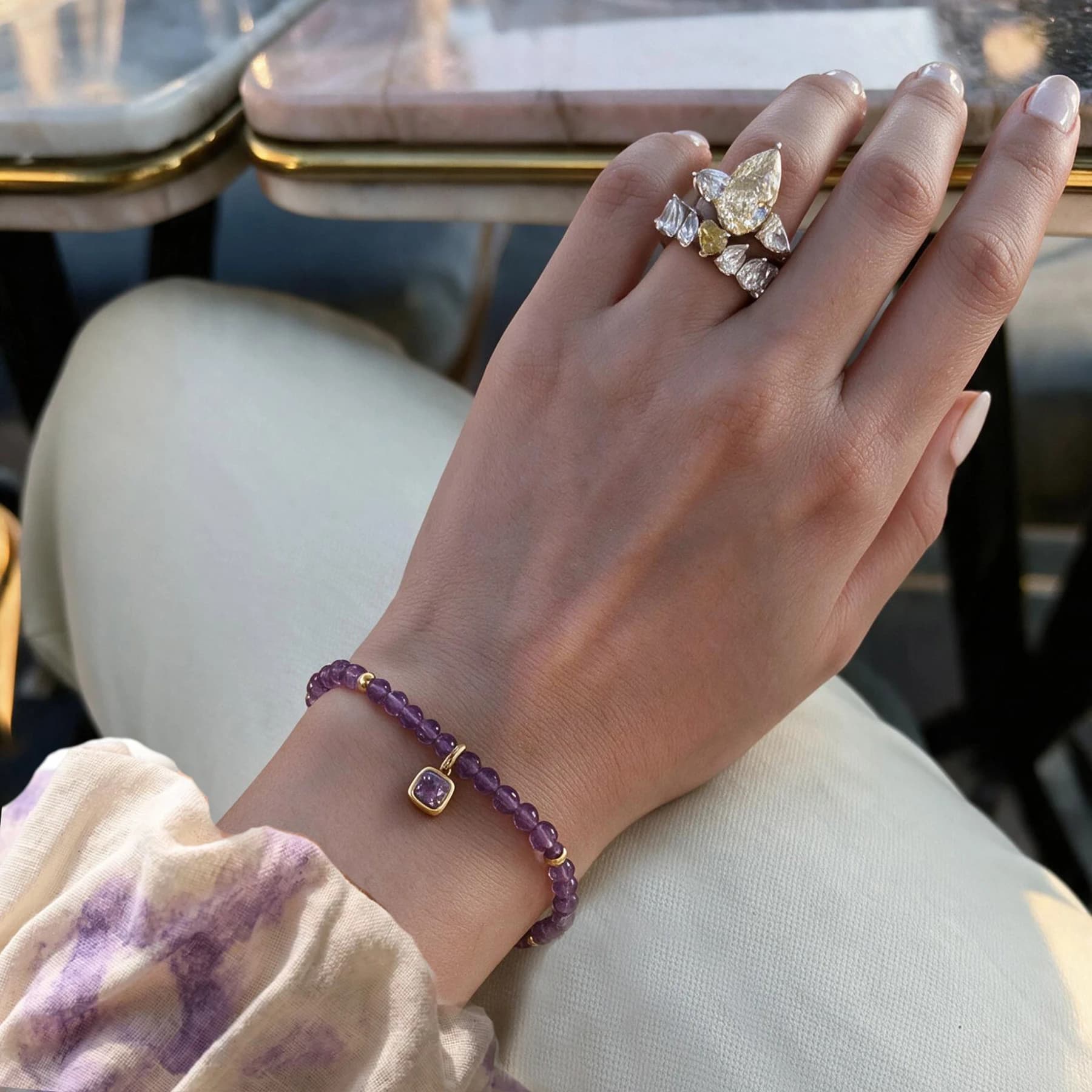 Faceted Amethyst Charm Bracelet — view 2 of 4