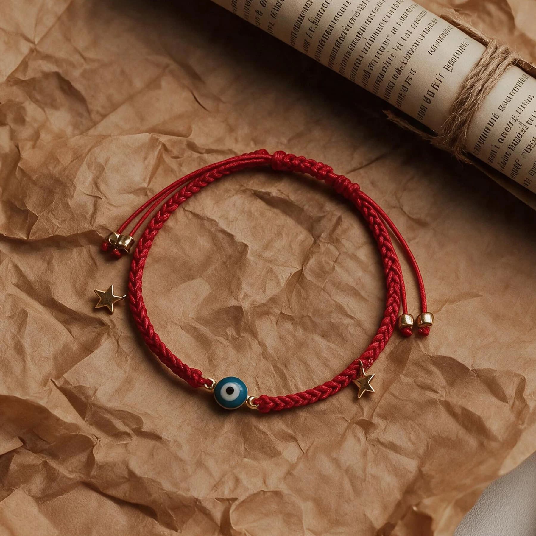 14K Gold Plated Evil Eye Red String Bracelet — view 4 of 4