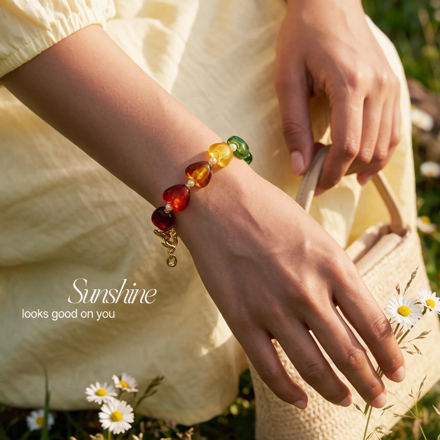 14K Gold Plated Glass Heart Bracelet — view 3 of 6