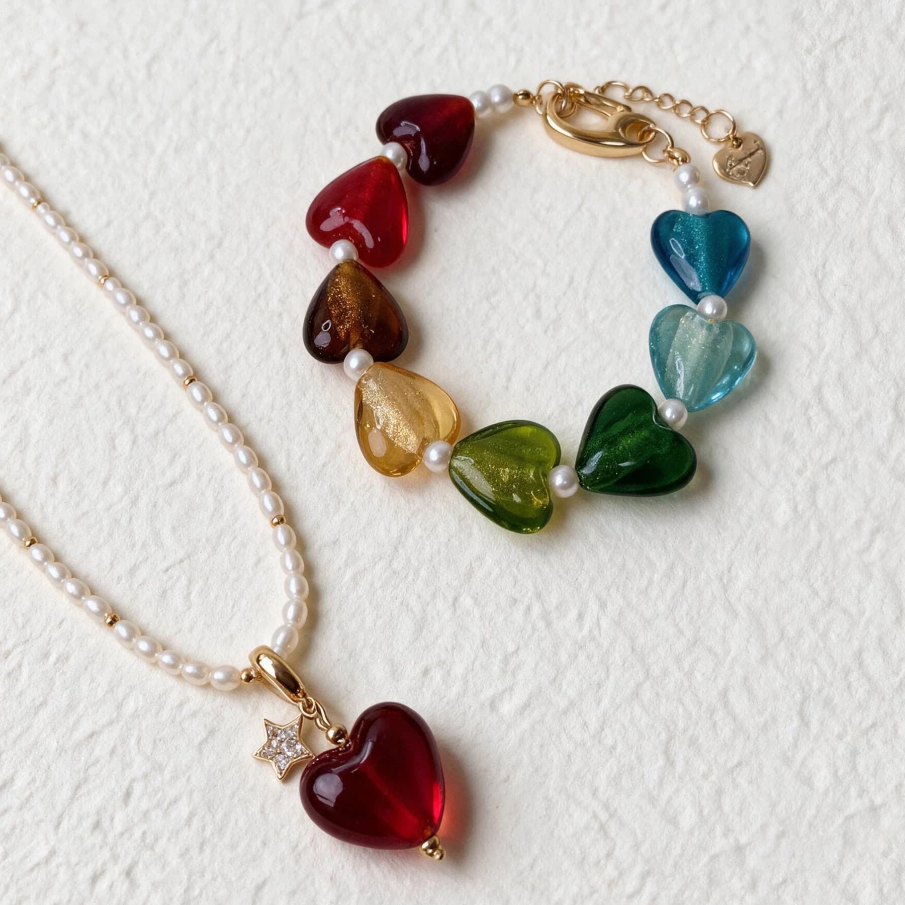 14K Gold Plated Glass Heart Bracelet — view 4 of 6