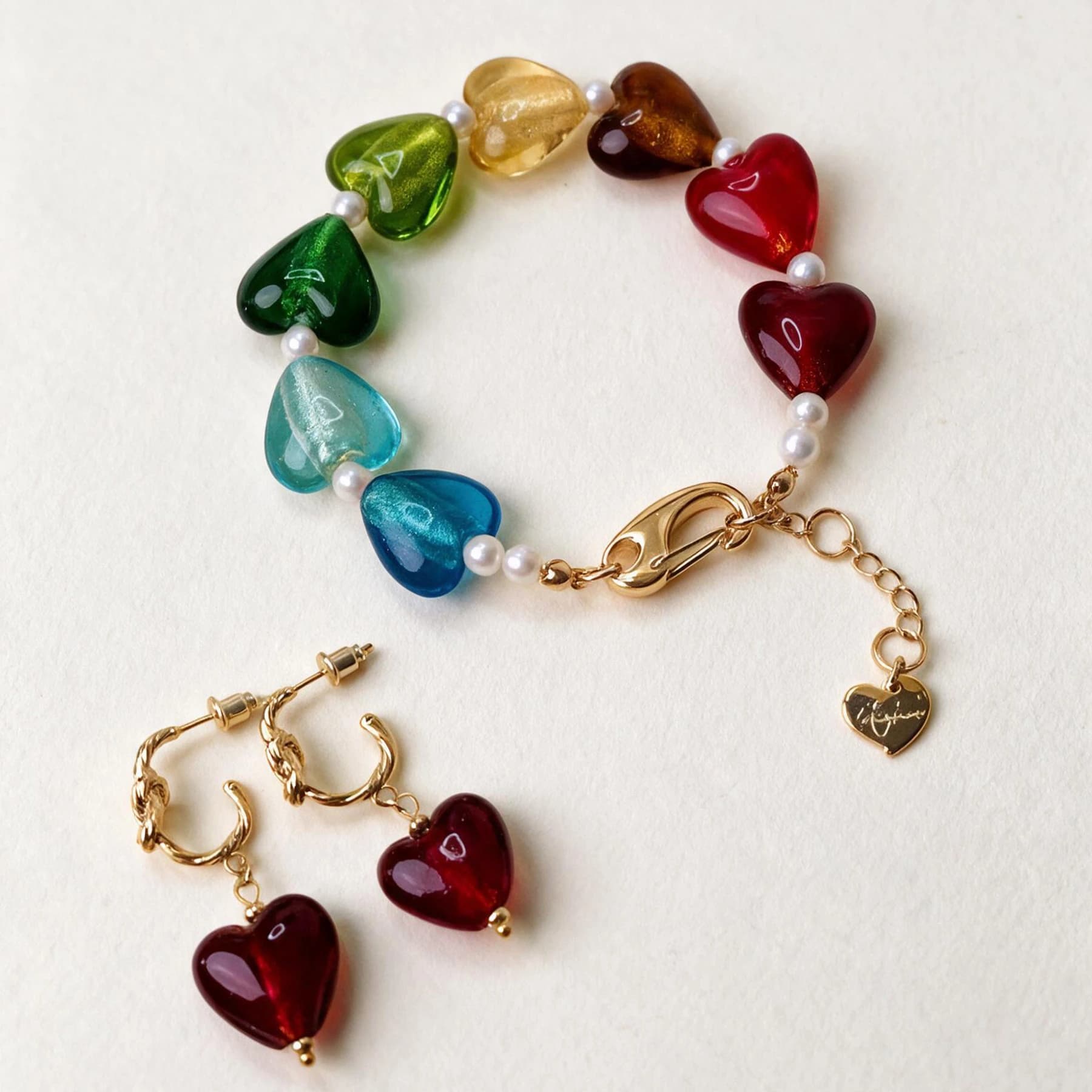14K Gold Plated Glass Heart Bracelet — view 5 of 6