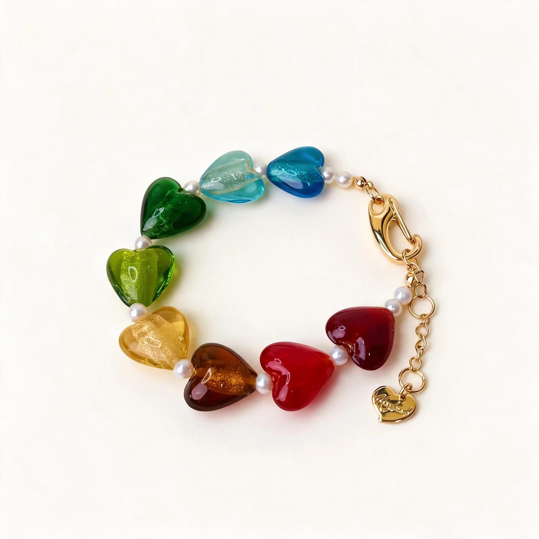 14K Gold Plated Glass Heart Bracelet — view 1 of 6