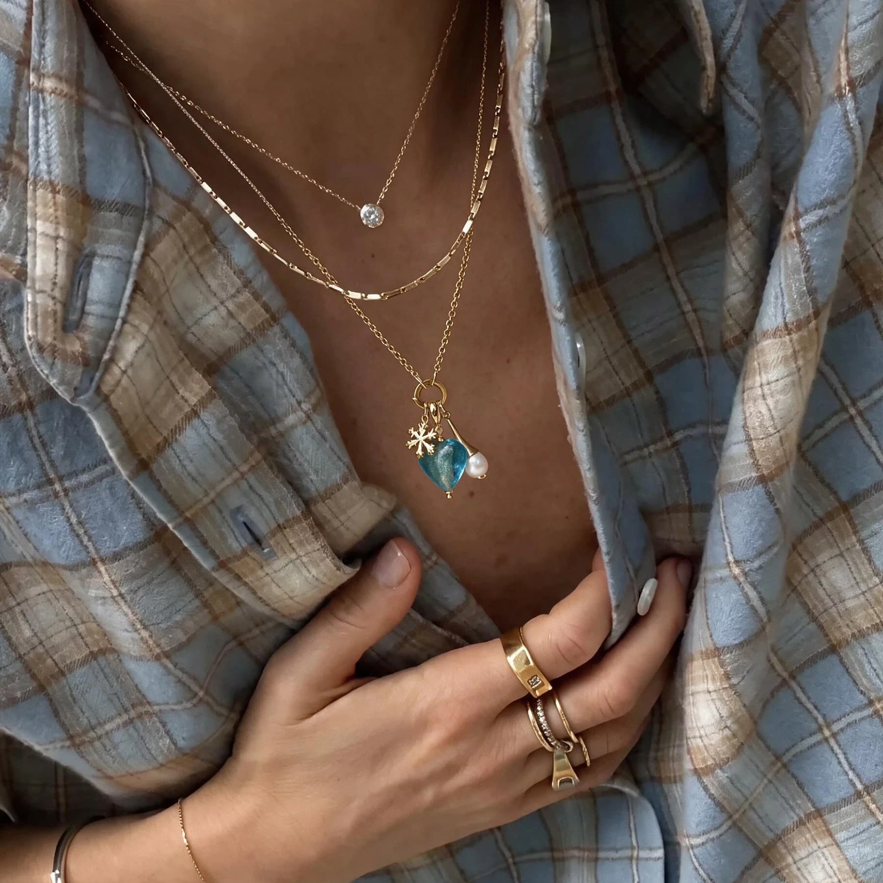 14K Gold Plated Glass Heart Charm Necklace — view 2 of 6