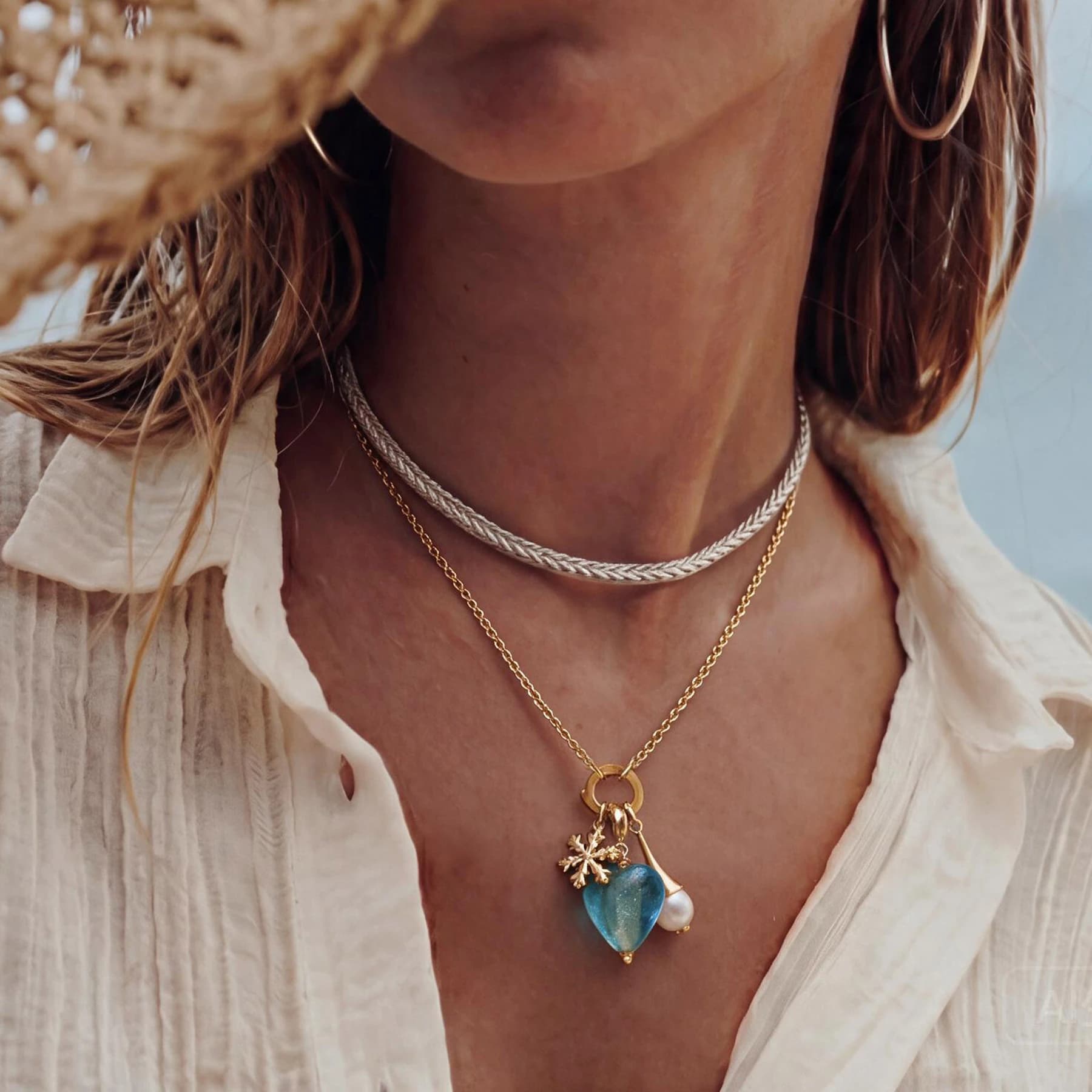 14K Gold Plated Glass Heart Charm Necklace — view 3 of 6