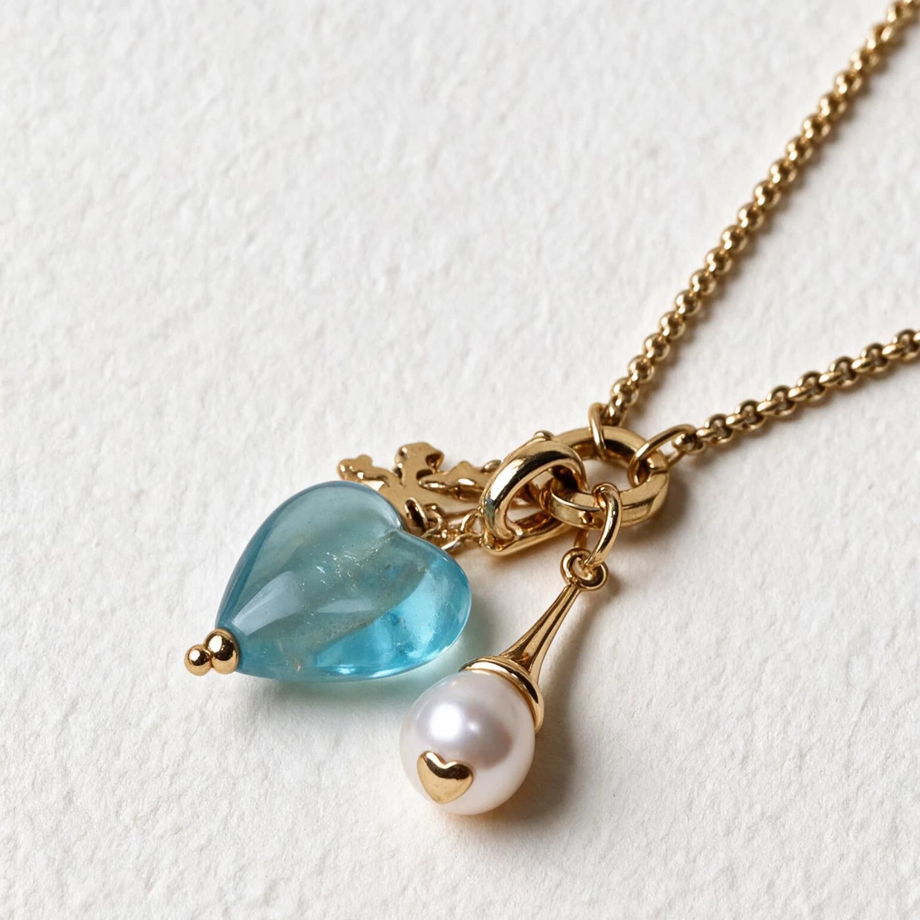 14K Gold Plated Glass Heart Charm Necklace — view 4 of 6