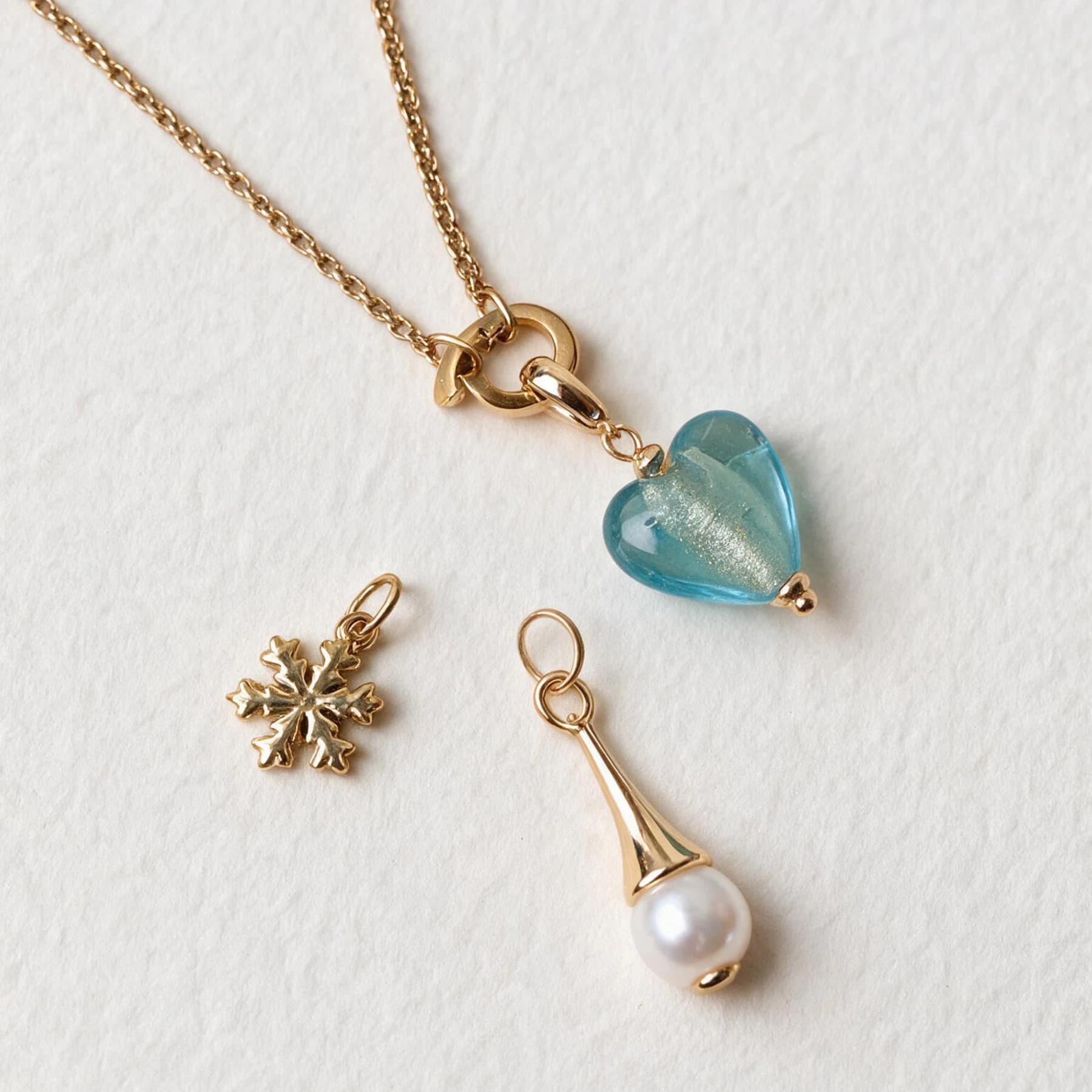 14K Gold Plated Glass Heart Charm Necklace — view 5 of 6