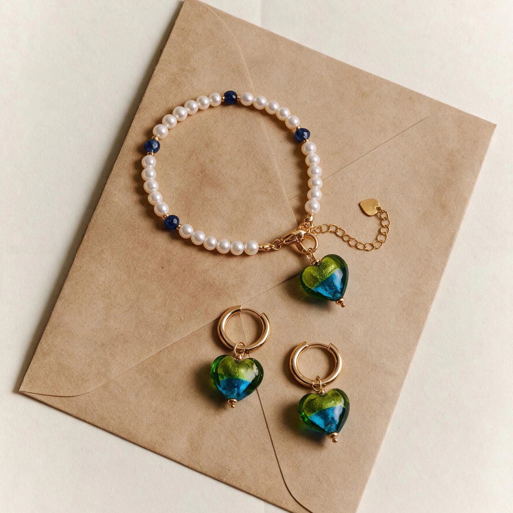 14K Gold Plated Glass Heart Hoop Earrings — view 5 of 8
