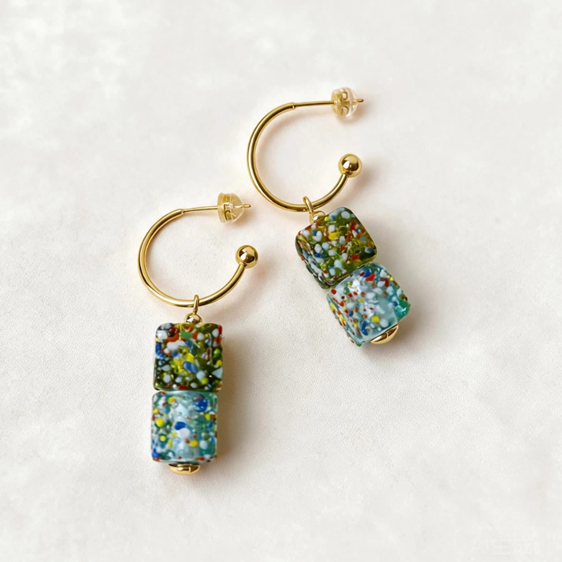 14K Gold Plated Glass Hoop Earrings — view 4 of 5