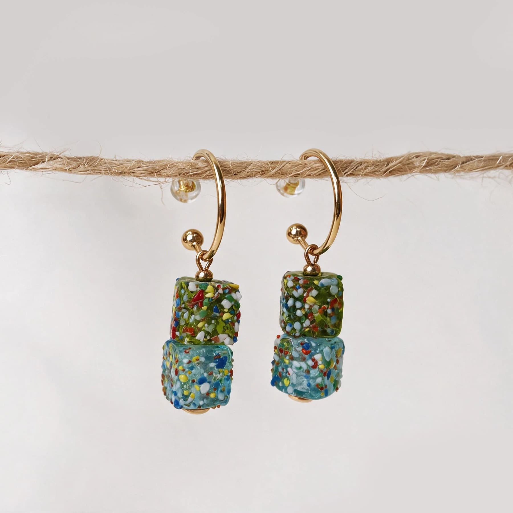 14K Gold Plated Glass Hoop Earrings — view 5 of 5