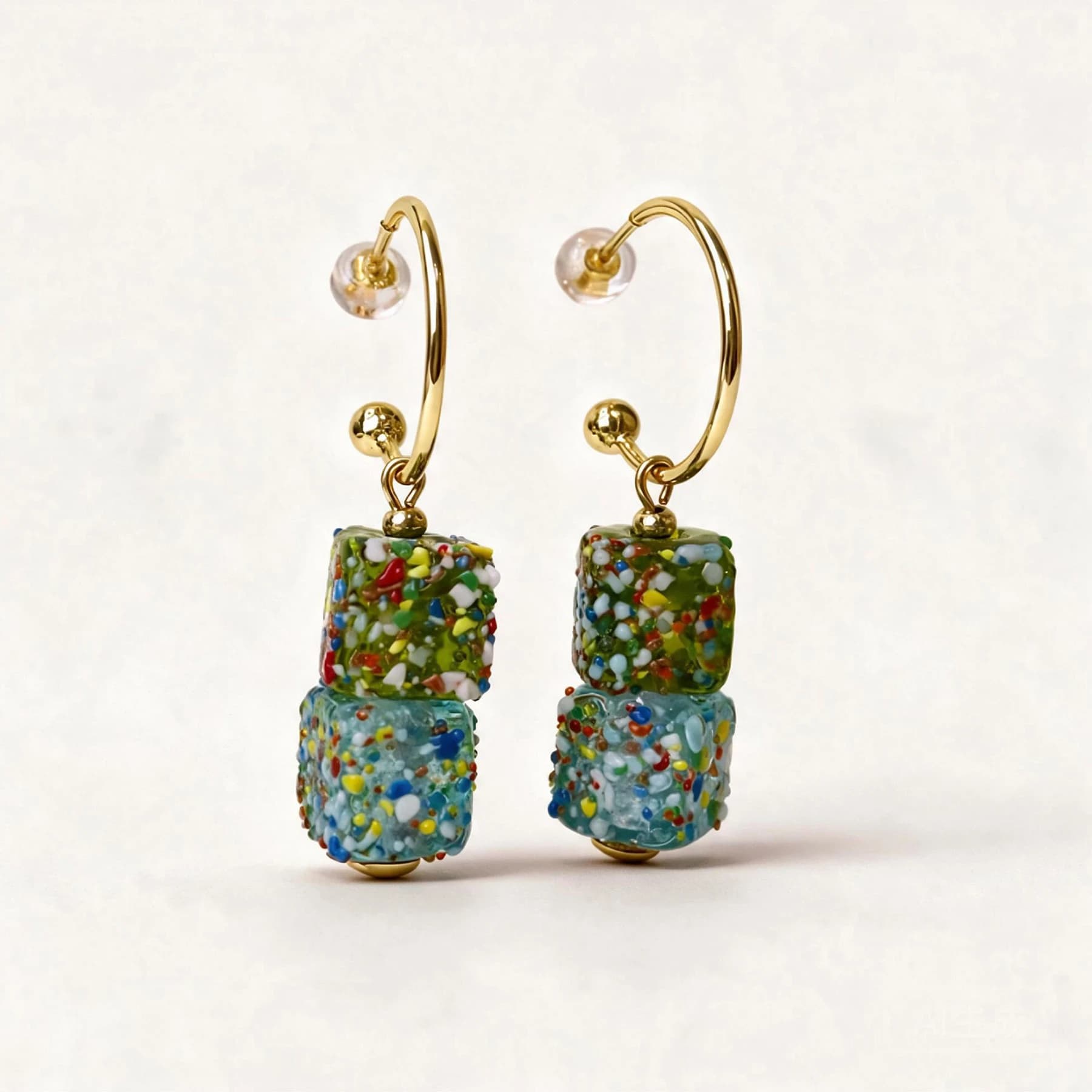 14K Gold Plated Glass Hoop Earrings — view 1 of 5