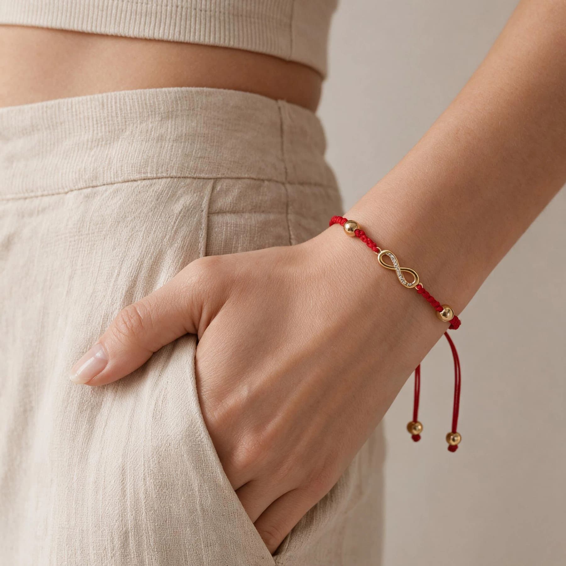 14K Gold Plated Infinity Red String Bracelet — view 3 of 5