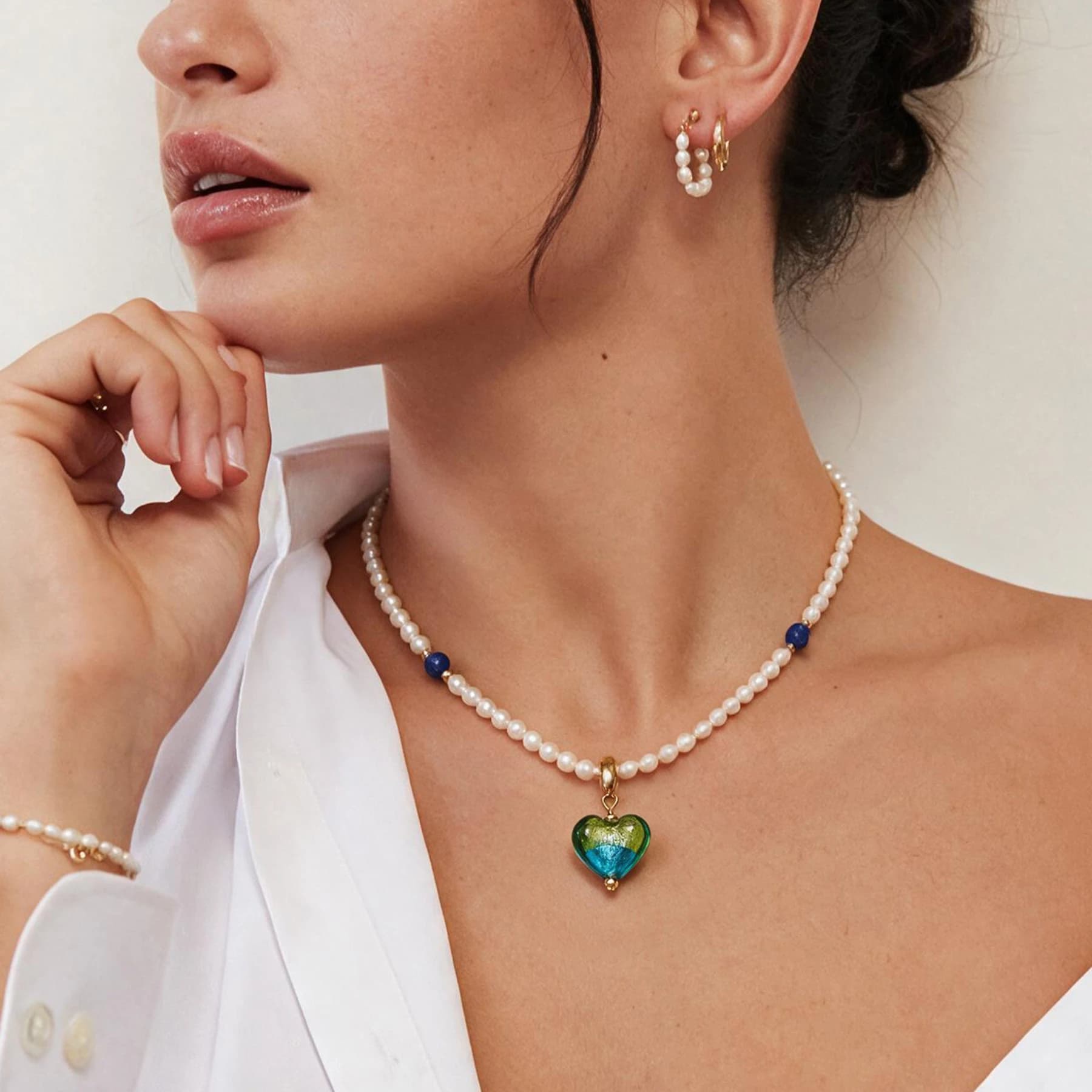 14K Gold Plated Pearl Heart Necklace — view 3 of 5