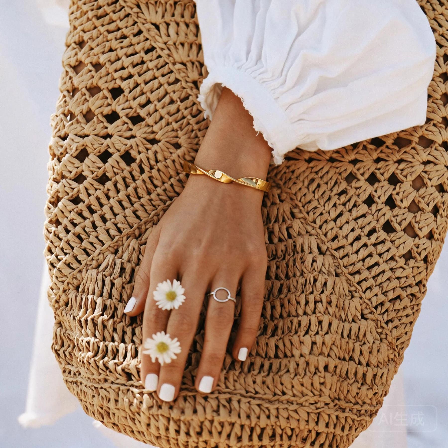 18K Gold Plated Twisted Cuff Bracelet — view 2 of 5