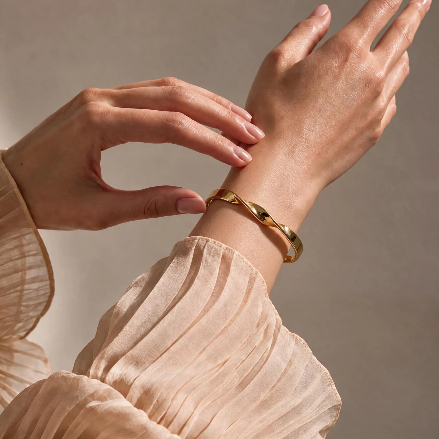 18K Gold Plated Twisted Cuff Bracelet — view 3 of 5