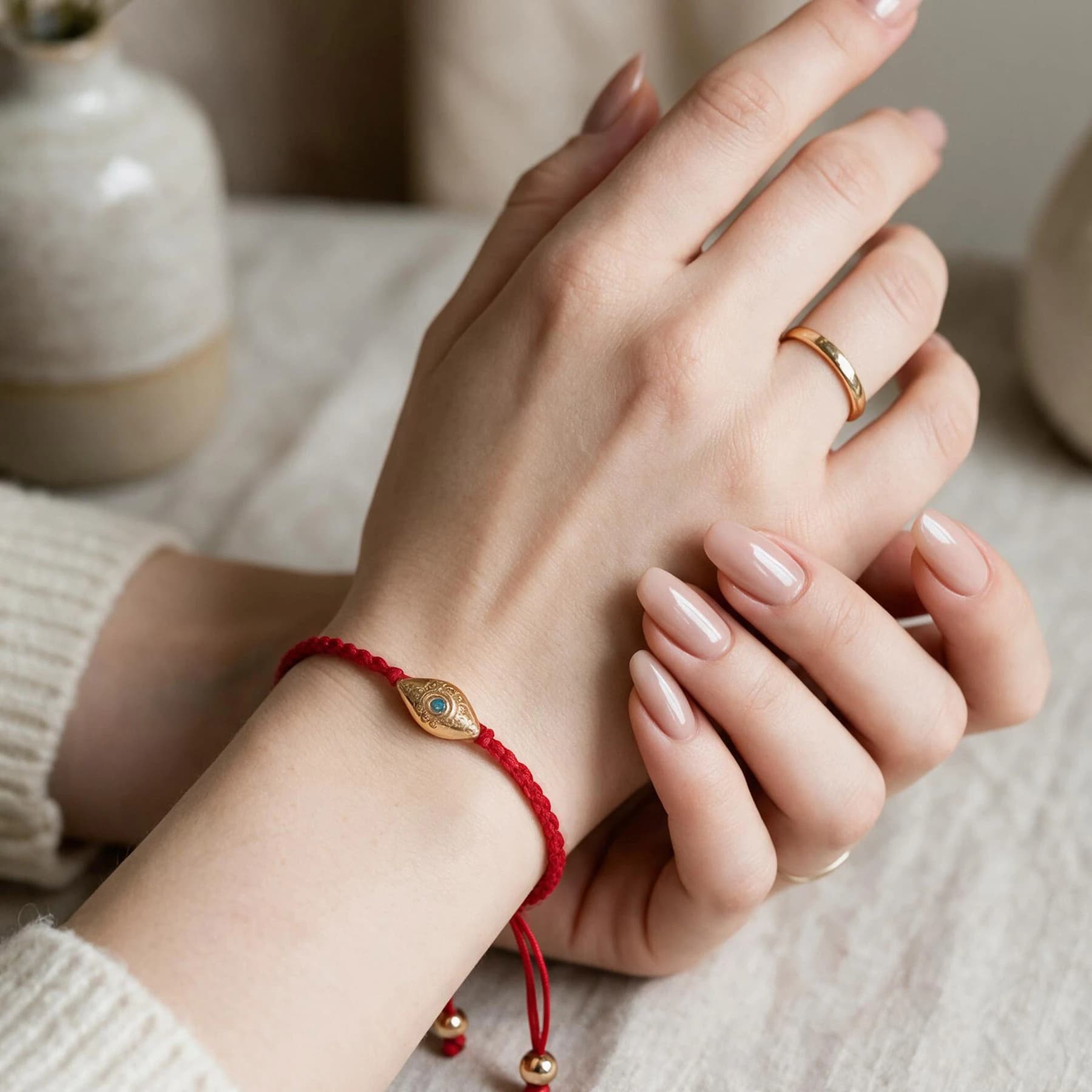 24K Gold Plated Evil Eye Red Cord Bracelet — view 3 of 5