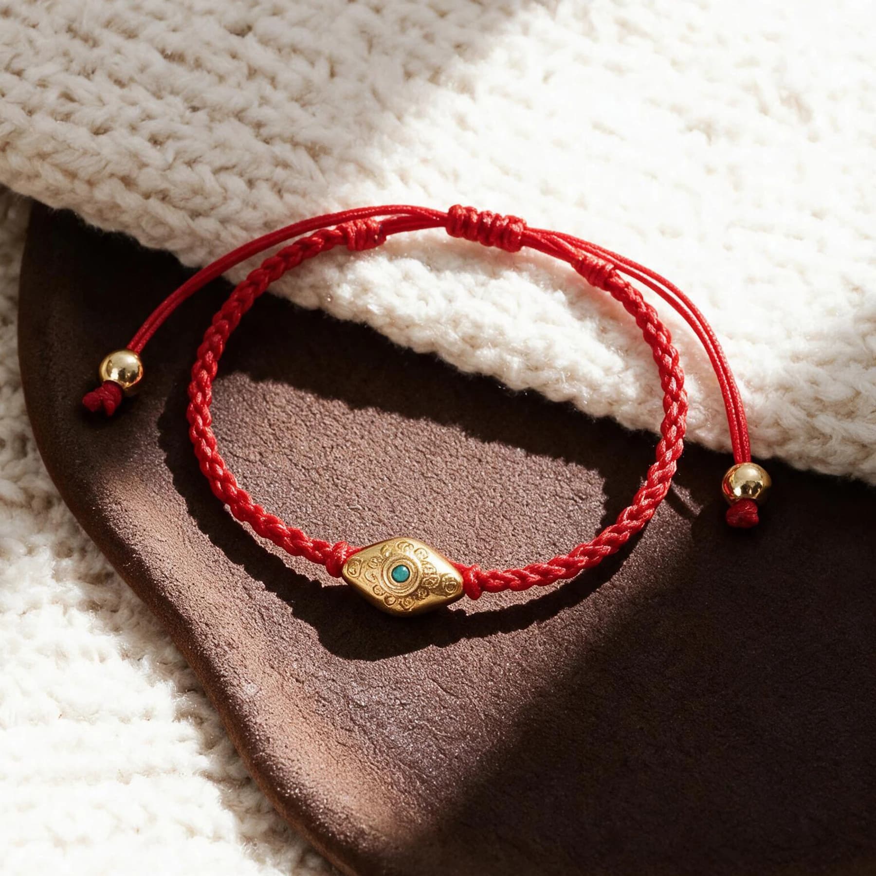 24K Gold Plated Evil Eye Red Cord Bracelet — view 4 of 5