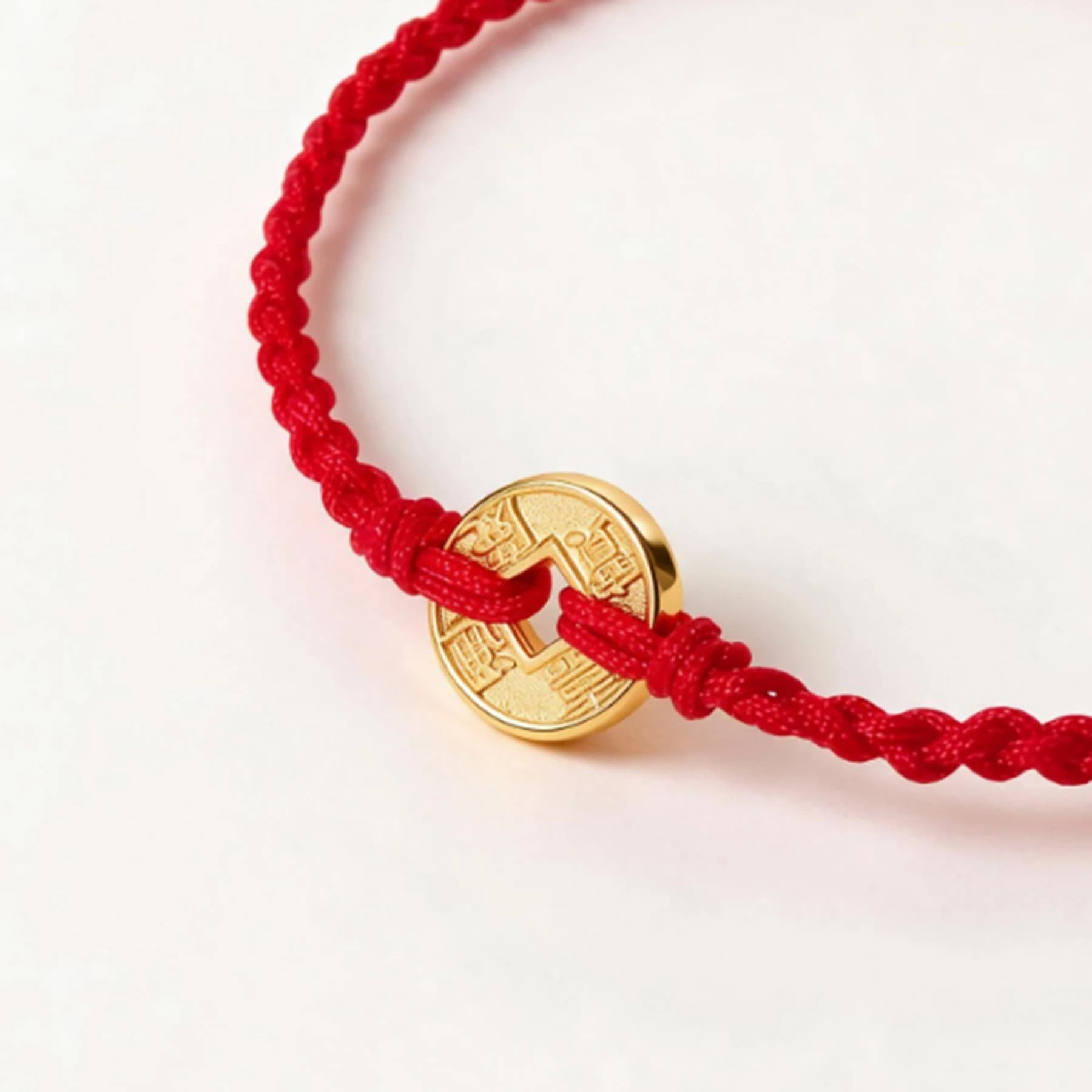 Red String Gold Plated Coin Bracelet — view 5 of 5