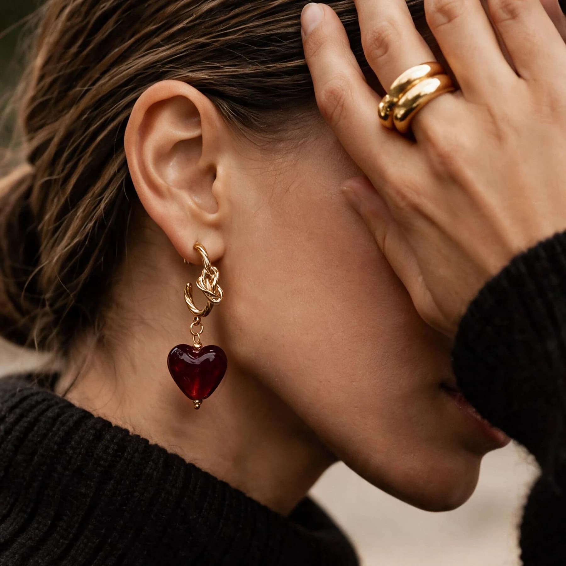 Glass Heart Hoop Earrings — view 3 of 6