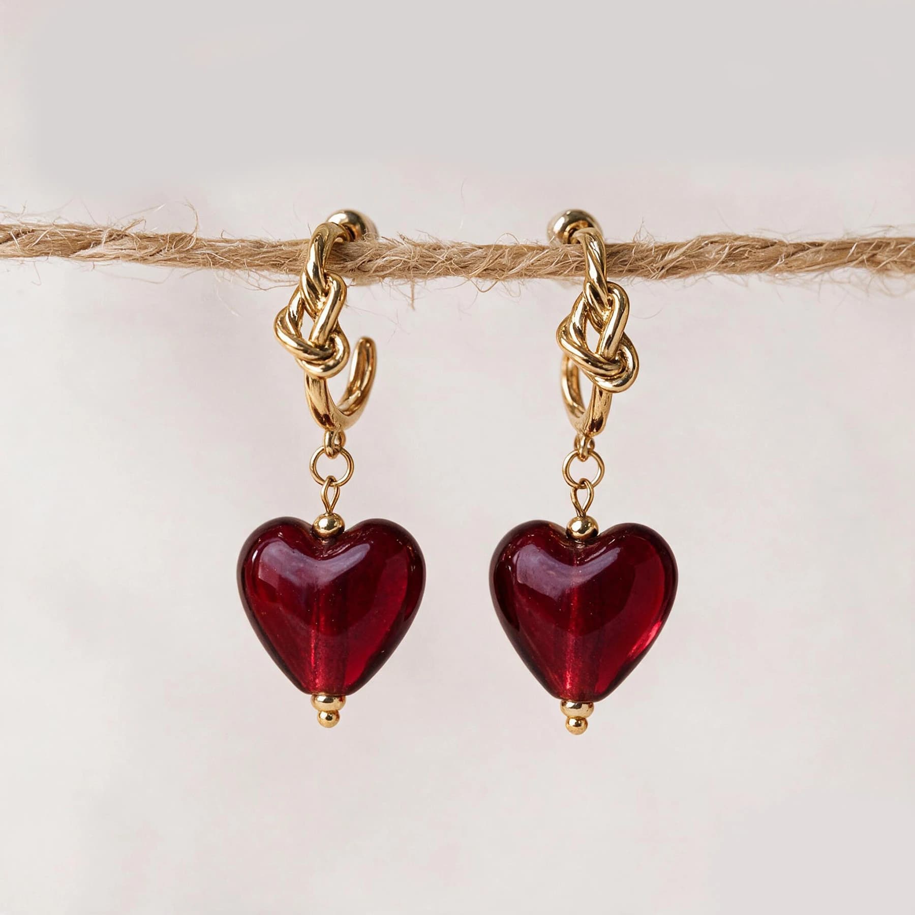 Glass Heart Hoop Earrings — view 4 of 6