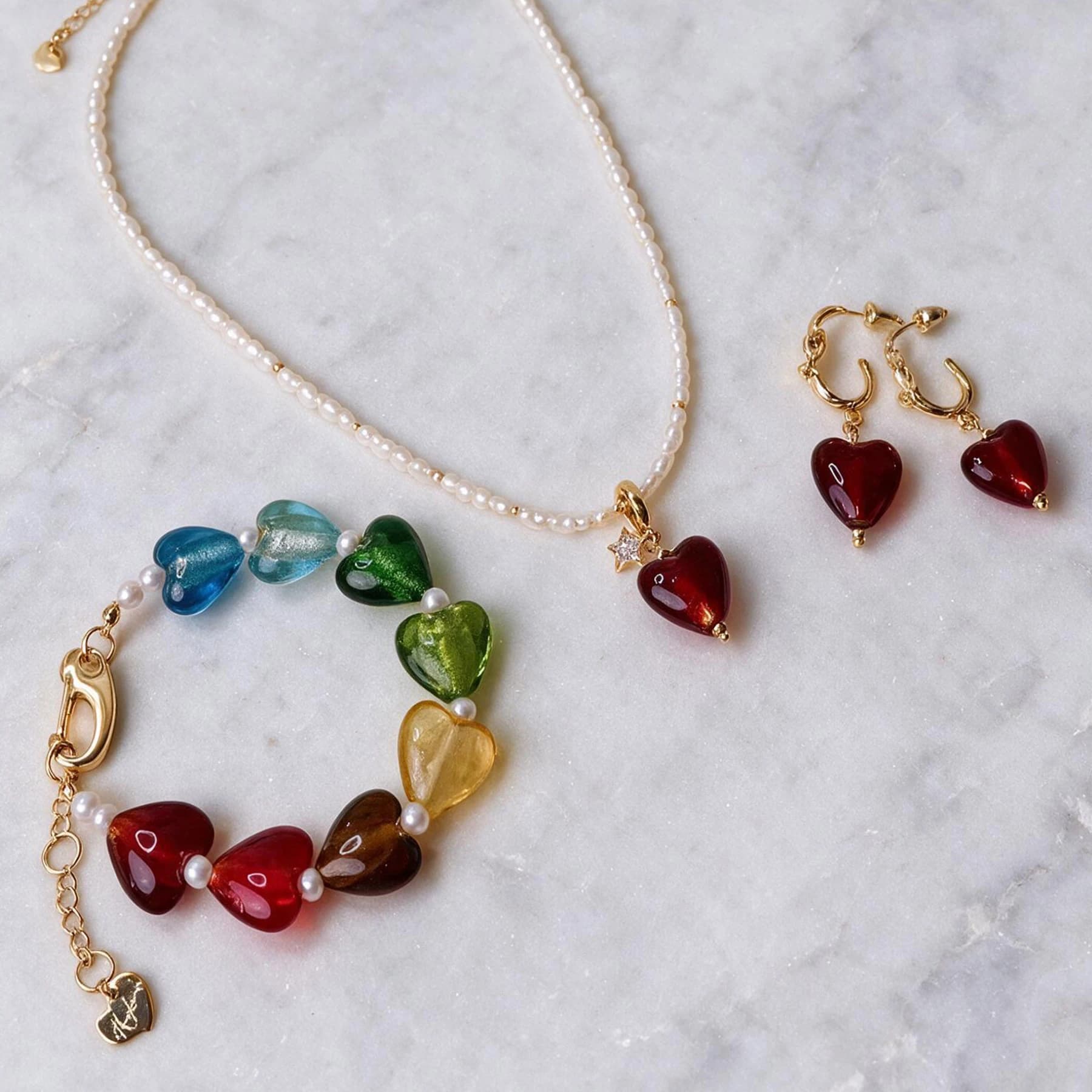Glass Heart Hoop Earrings — view 6 of 6