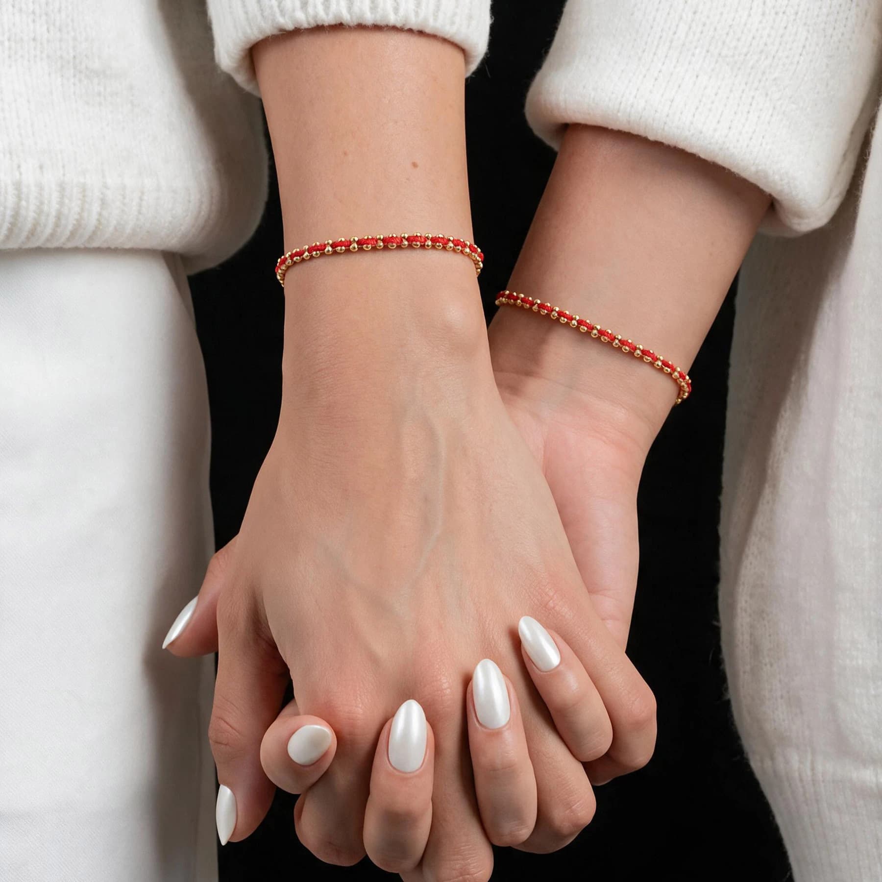 Gold Beaded Red String Bracelet — view 2 of 4