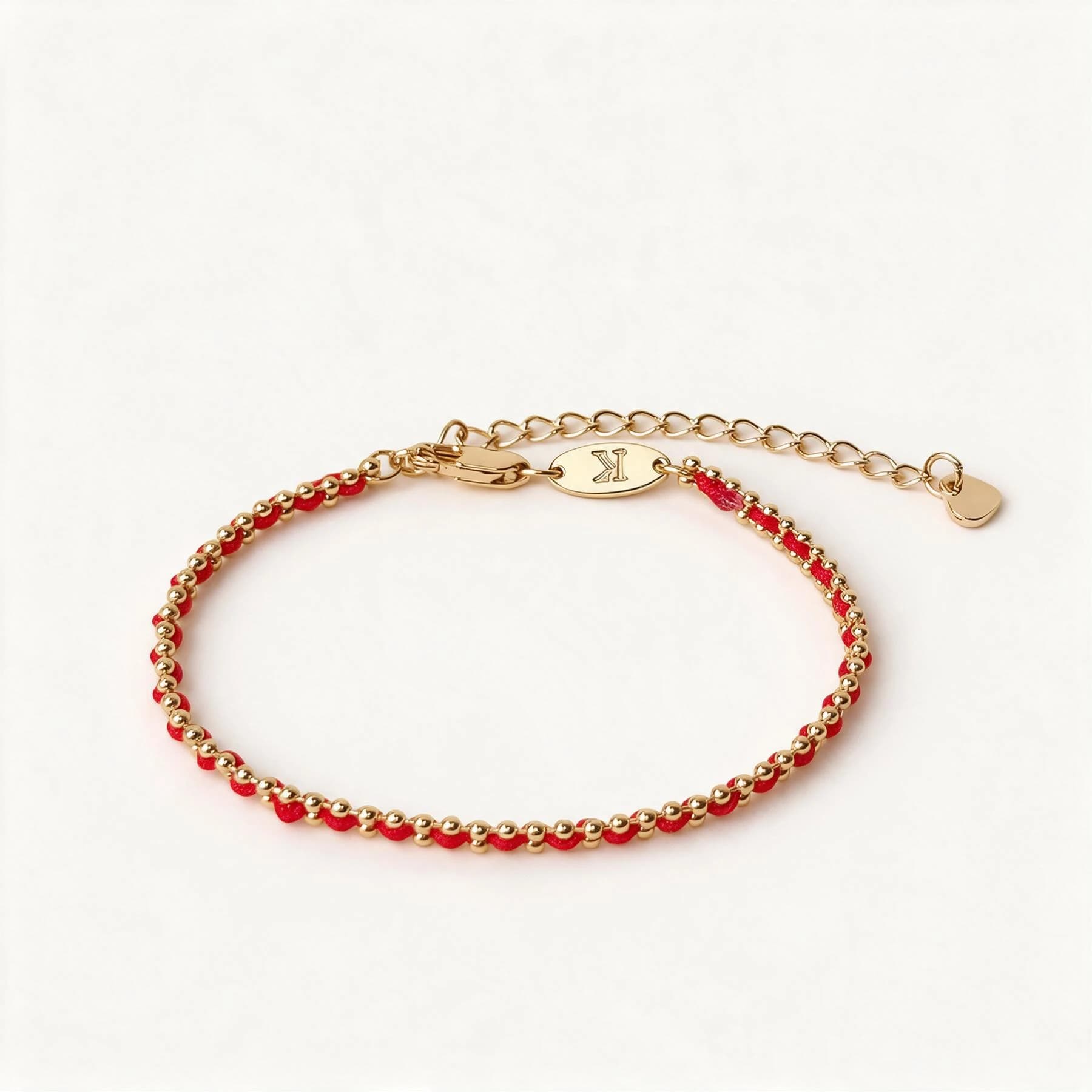 Gold Beaded Red String Bracelet — view 1 of 4
