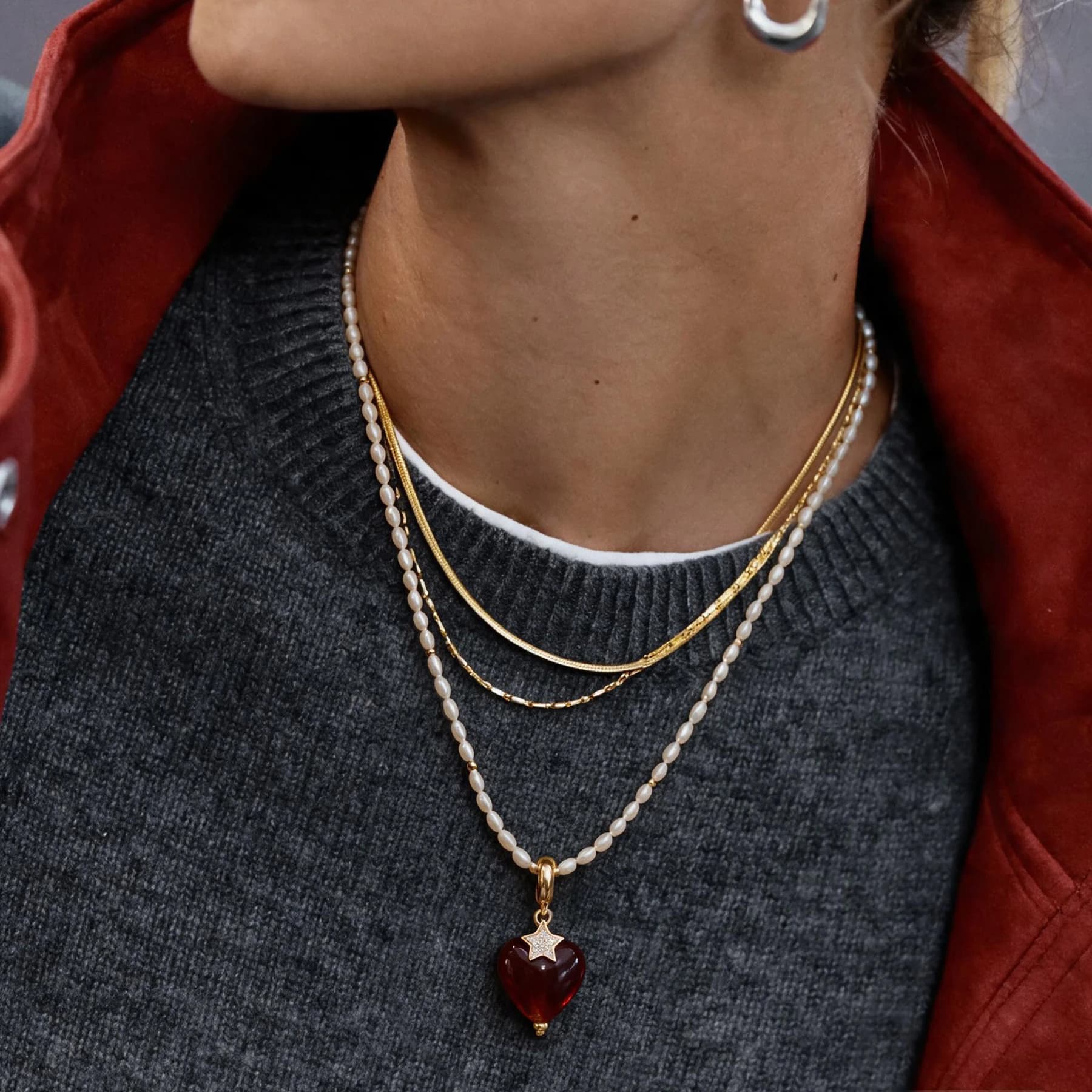 Pearl Heart Necklace 14K Gold Plated — view 2 of 5
