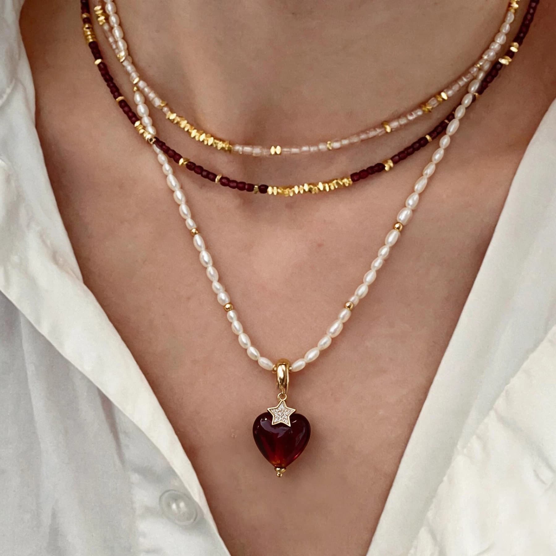 Pearl Heart Necklace 14K Gold Plated — view 3 of 5