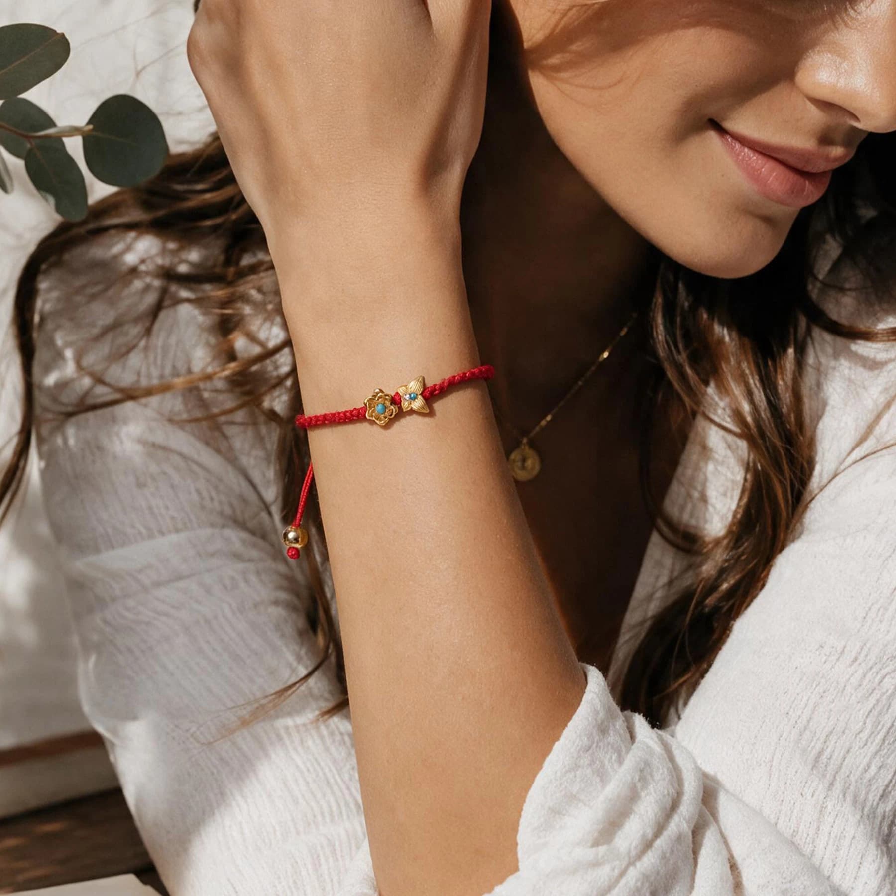 Red Cord 24K Gold Plated Copper Bracelet — view 3 of 5