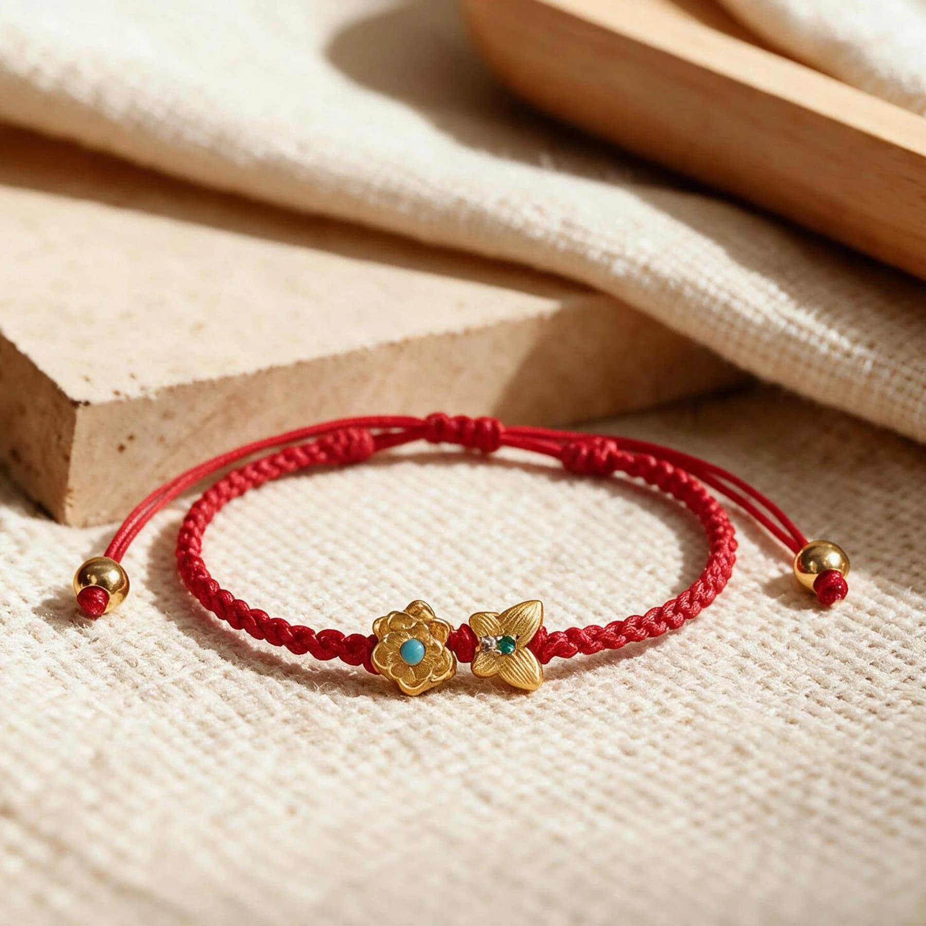 Red Cord 24K Gold Plated Copper Bracelet — view 4 of 5