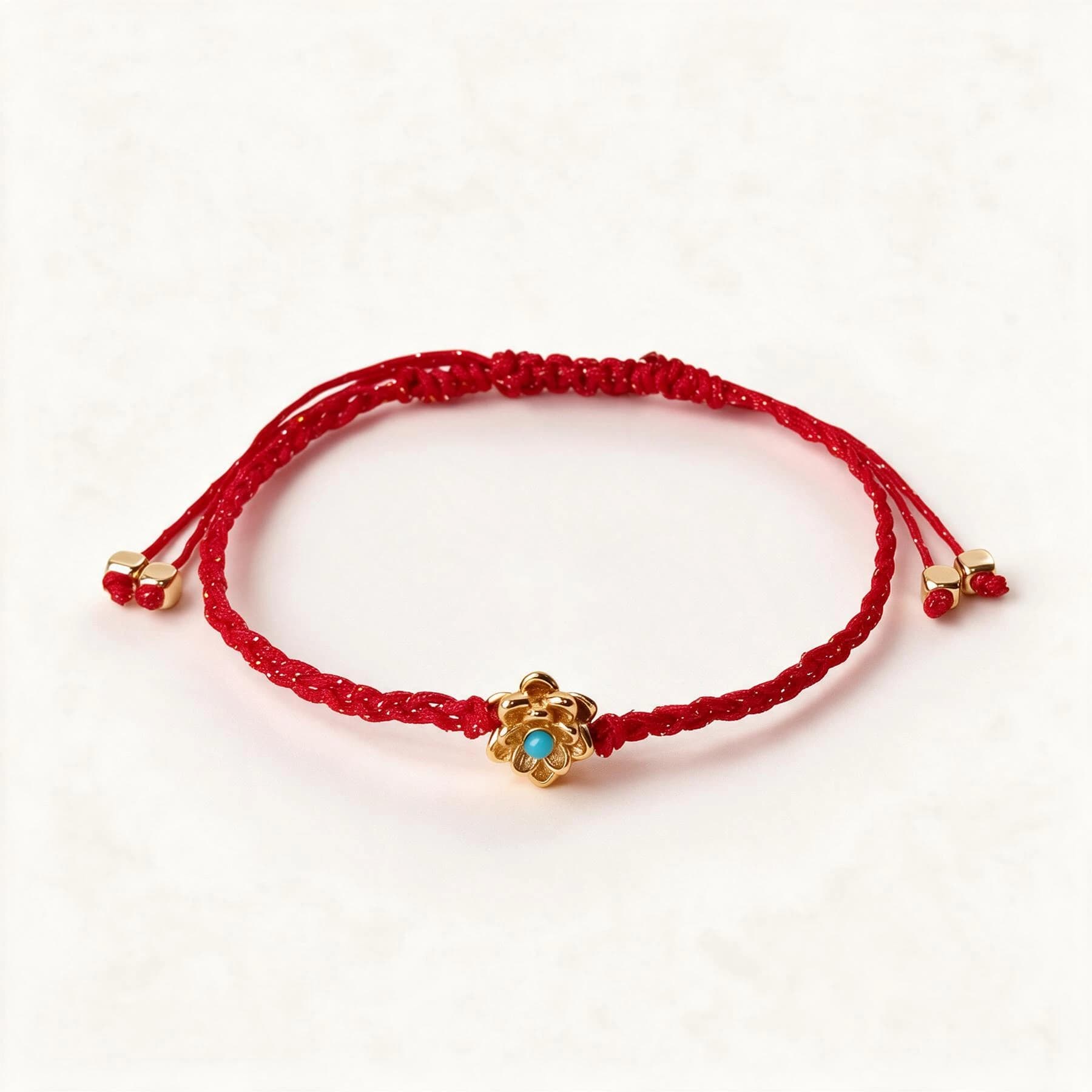 Red String Gold Plated Lotus Bracelet — view 1 of 5