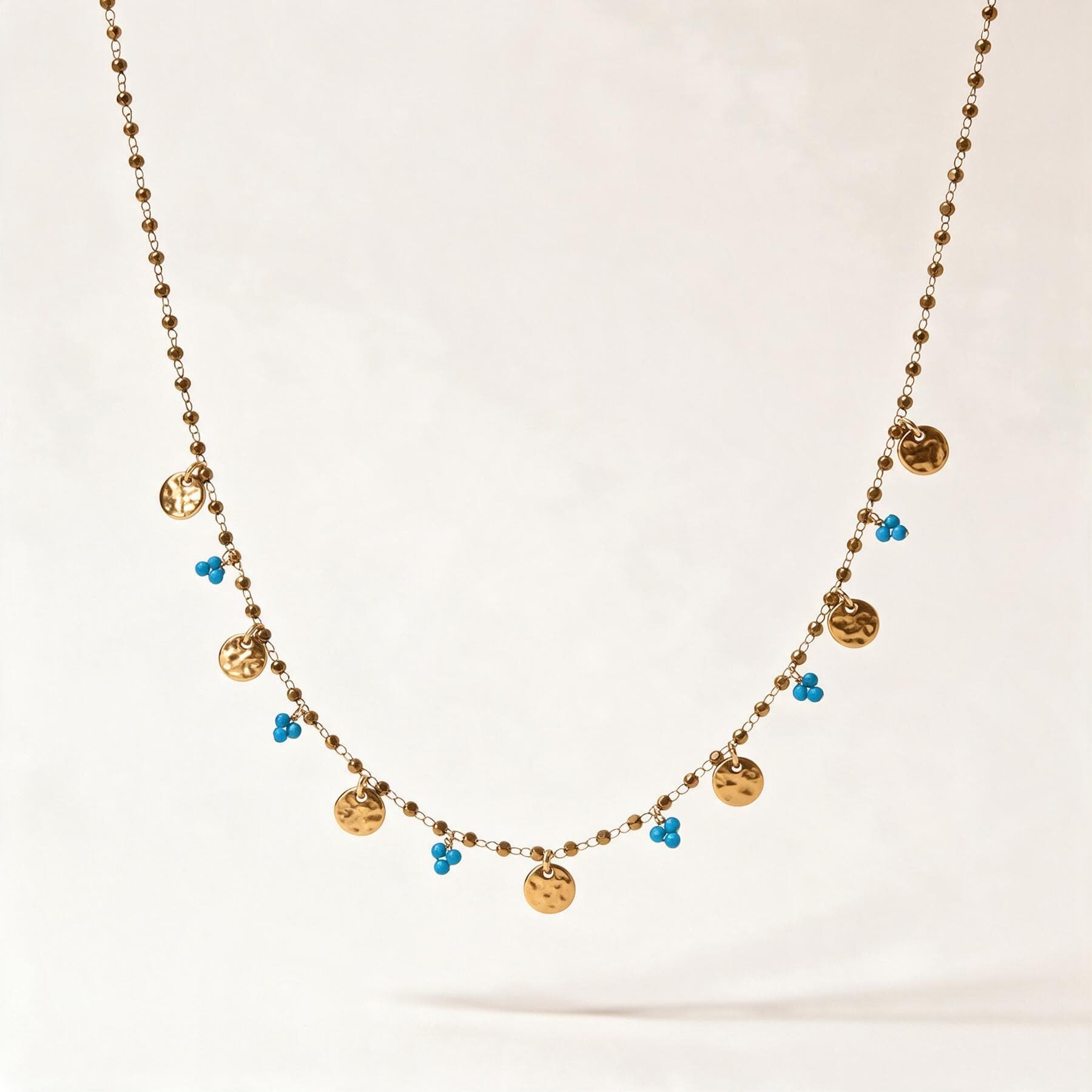 Hammered Gold Disc Charm Necklace — view 1 of 4
